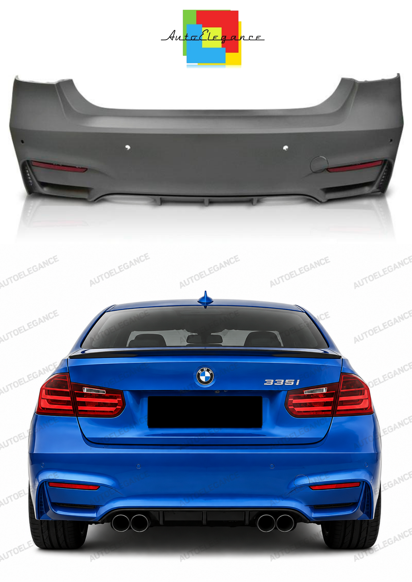 💫ART.10358 PARAURTI POSTERIORE SPORTIVO PDC PER BMW F30 SEDAN 2011-2018💫