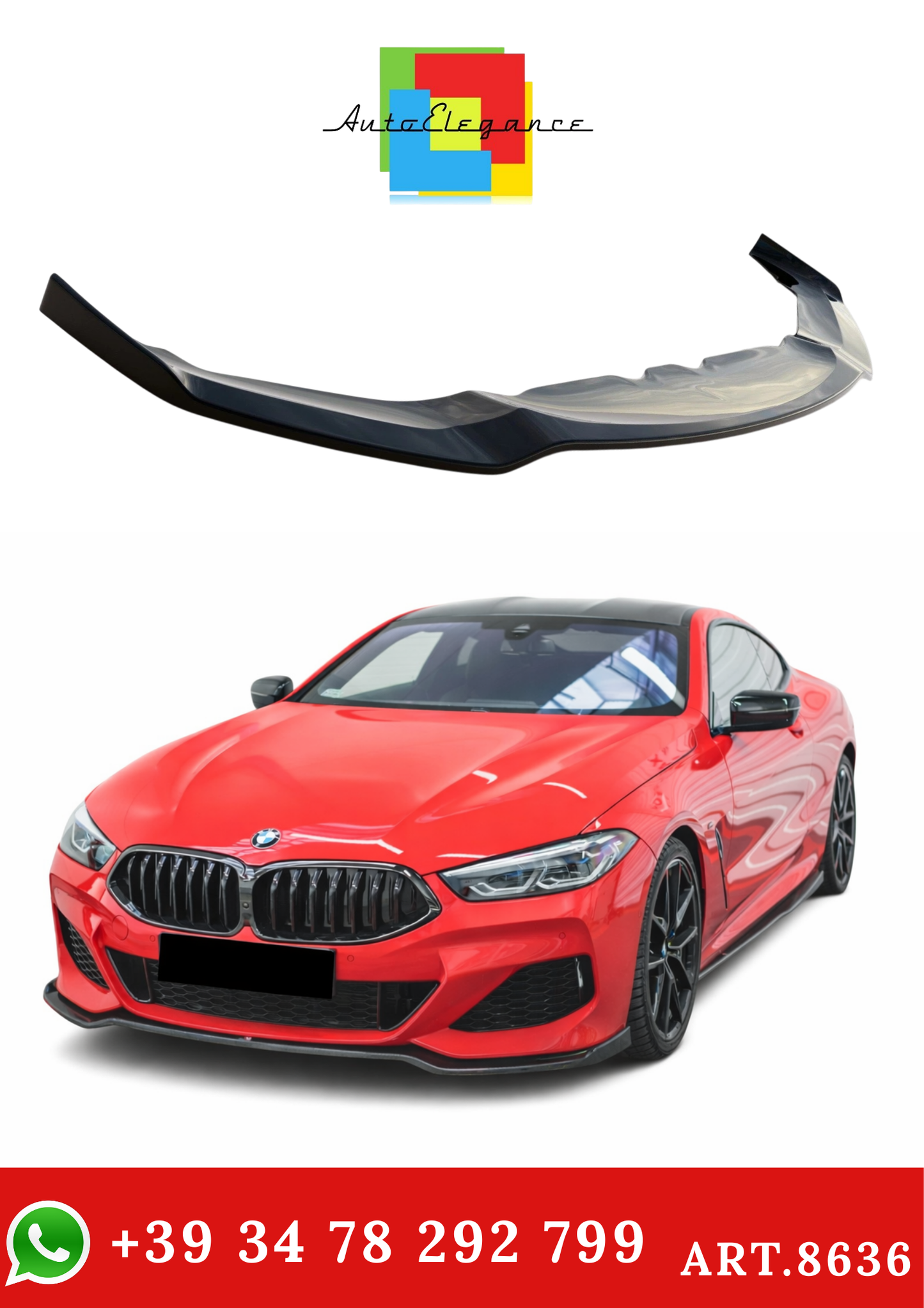 💫ART.8636 Street+ Splitter Anteriore V.2 per BMW 8 Coupe G15 / 8 Gran Coupe💫