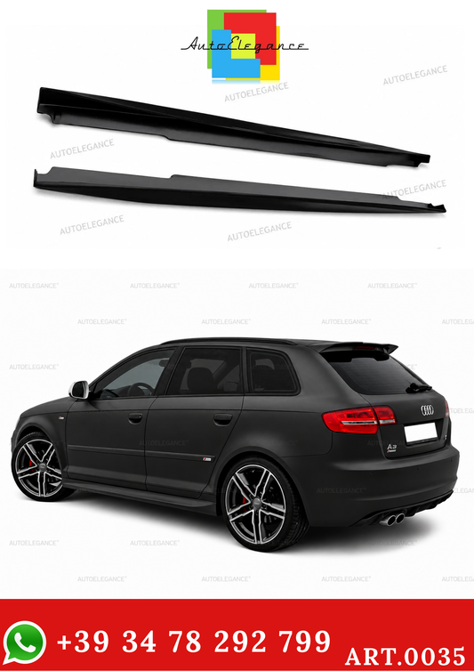 SIDE SKIRTS FOR AUDI A3 8P 3 DOORS UNDER DOOR SPOILER ABS 0035