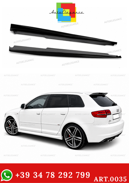 SIDE SKIRTS FOR AUDI A3 8P 3 DOORS UNDER DOOR SPOILER ABS 0035