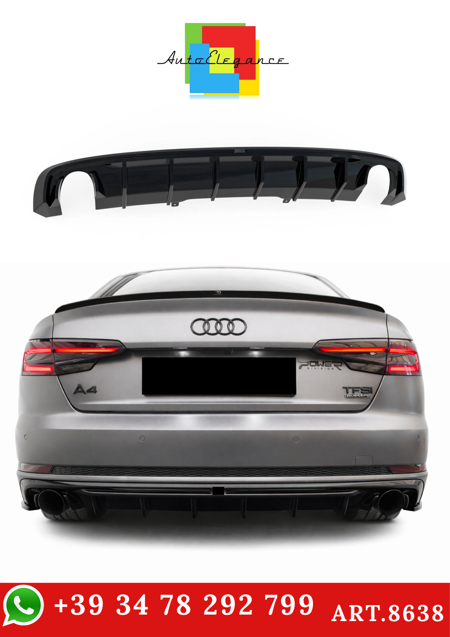 💫ART.8638 Street+ Diffusore Posteriore V.1 adatto per Audi A4 S-line B9💫