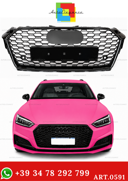 ⭐0591 GRIGLIA ANTERIORE PER AUDI A5 F5 2016-2019 NERA LOOK RS5 DESIGN SPORTIVO⭐