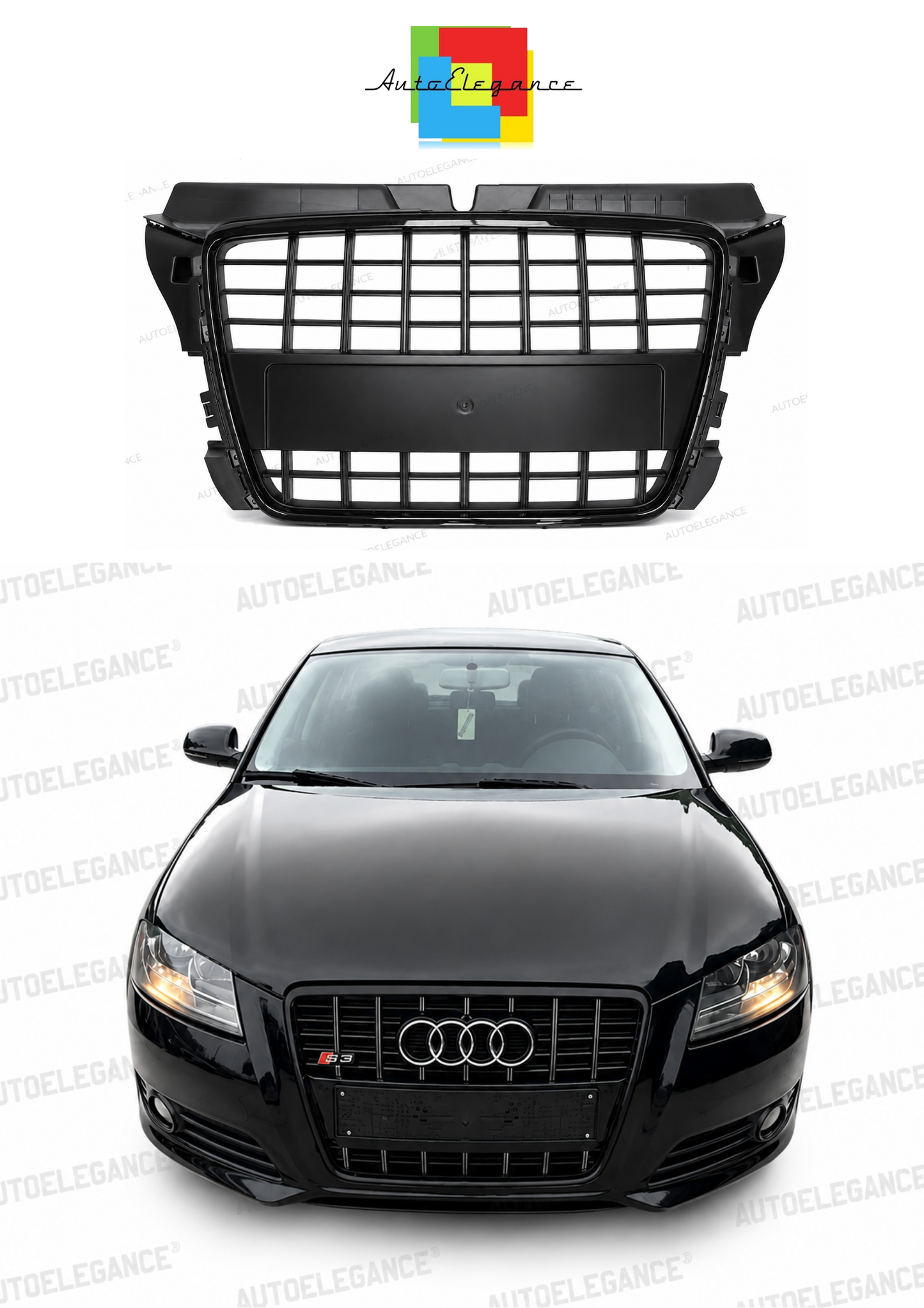 💫ART.10301 GRIGLIA SPORTIVA NERO LUCIDO PER AUDI A3 08-12💫