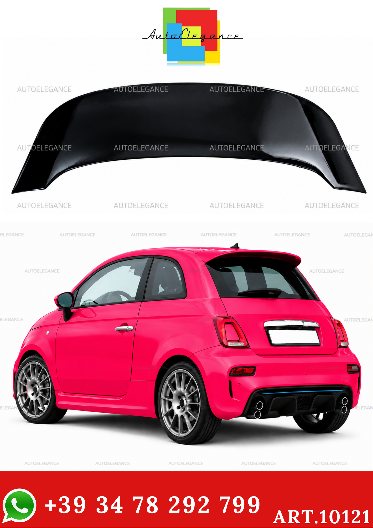 💫Spoiler sul Tetto Look Performance Nero Lucido per Fiat 500 2007-2024💫