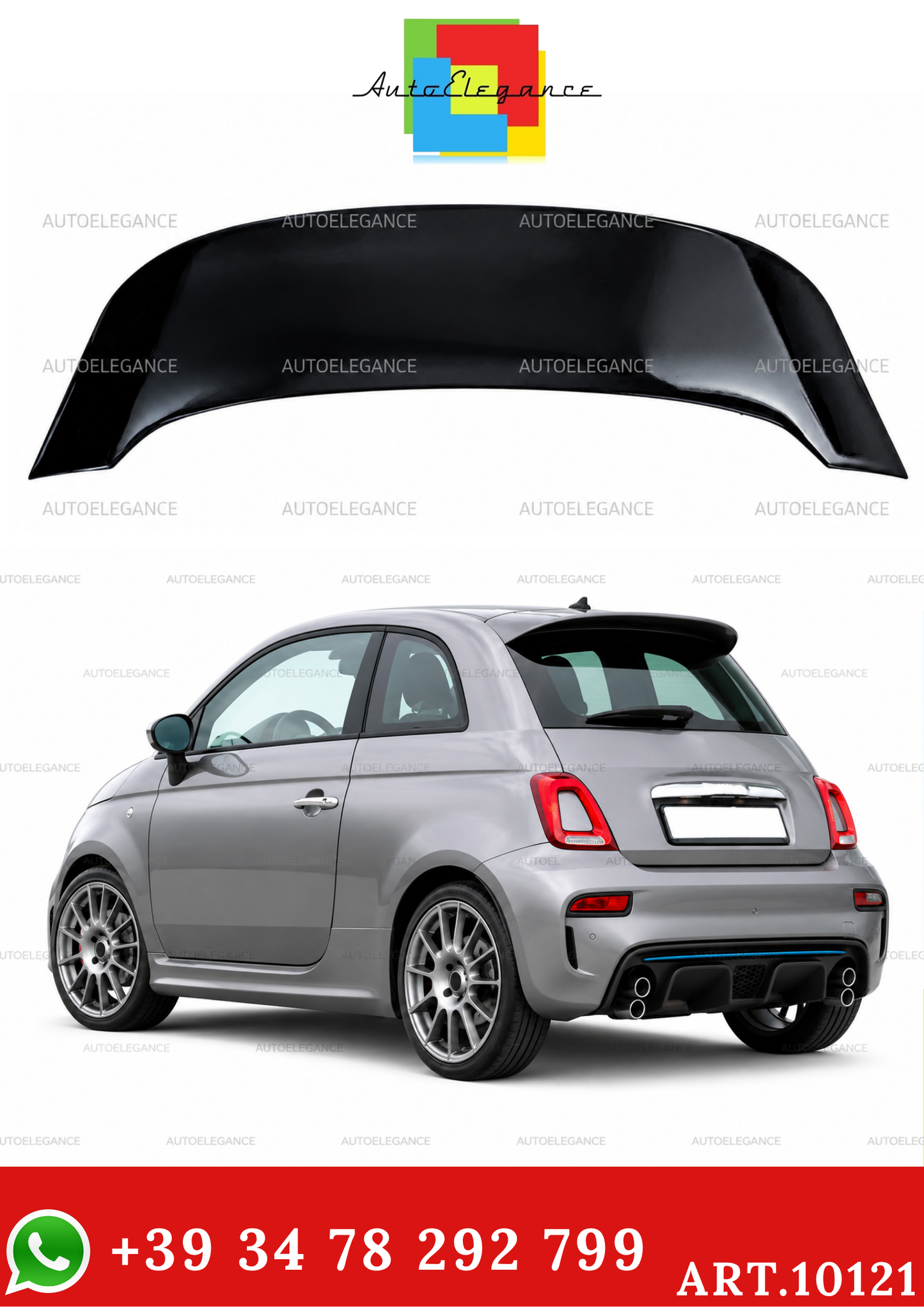💫Spoiler sul Tetto Look Performance Nero Lucido per Fiat 500 2007-2024💫