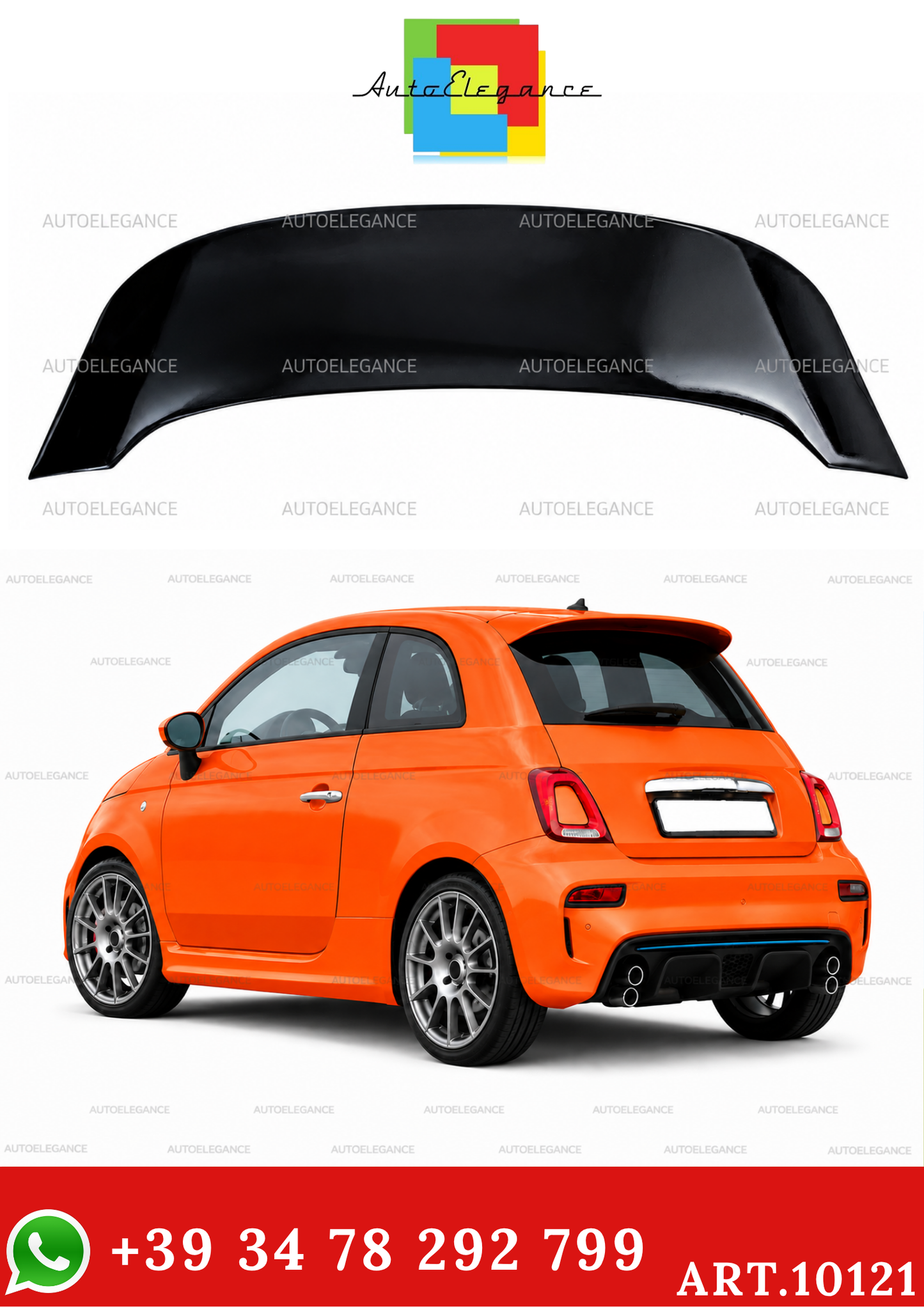 💫Spoiler sul Tetto Look Performance Nero Lucido per Fiat 500 2007-2024💫