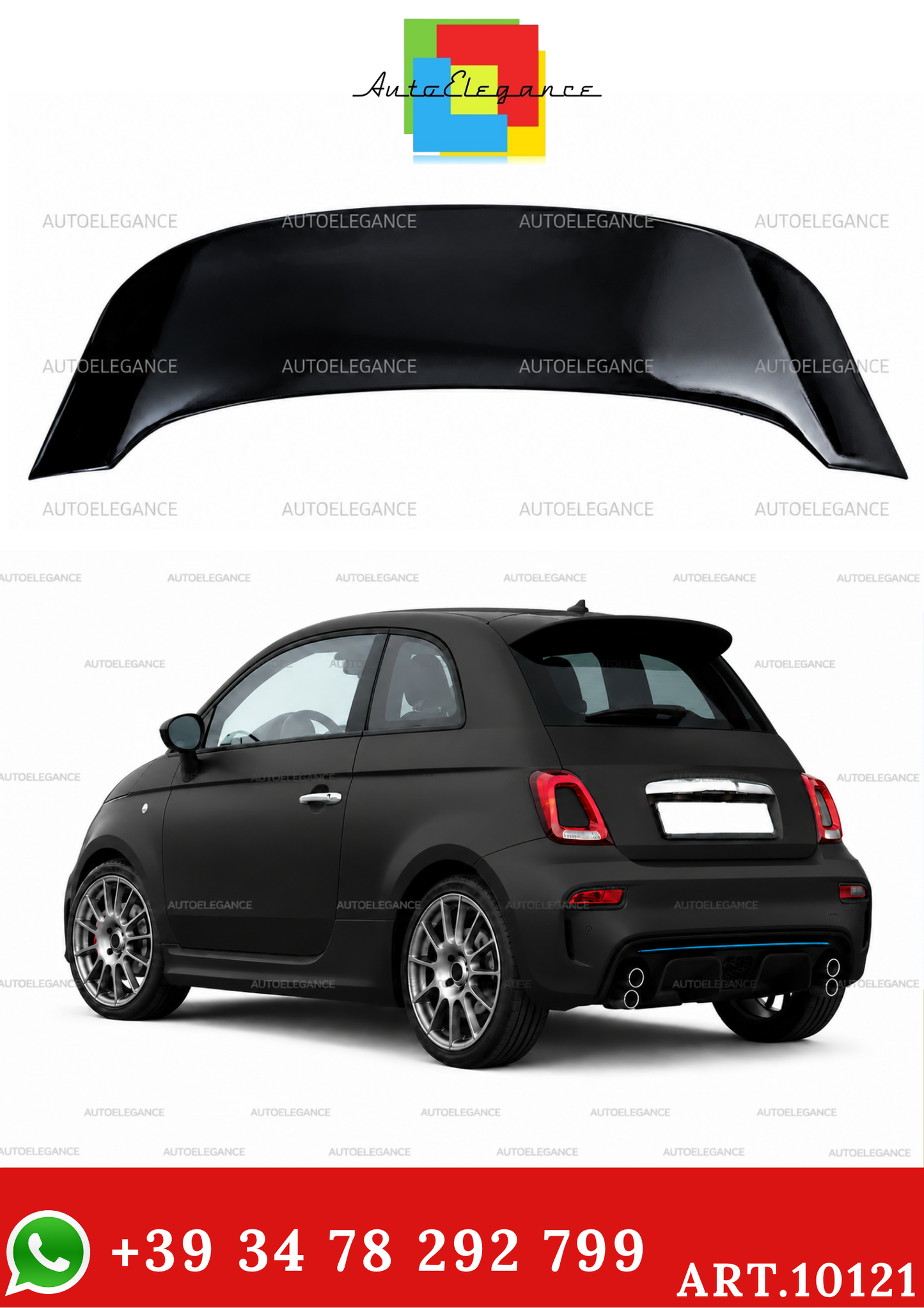 💫Spoiler sul Tetto Look Performance Nero Lucido per Fiat 500 2007-2024💫