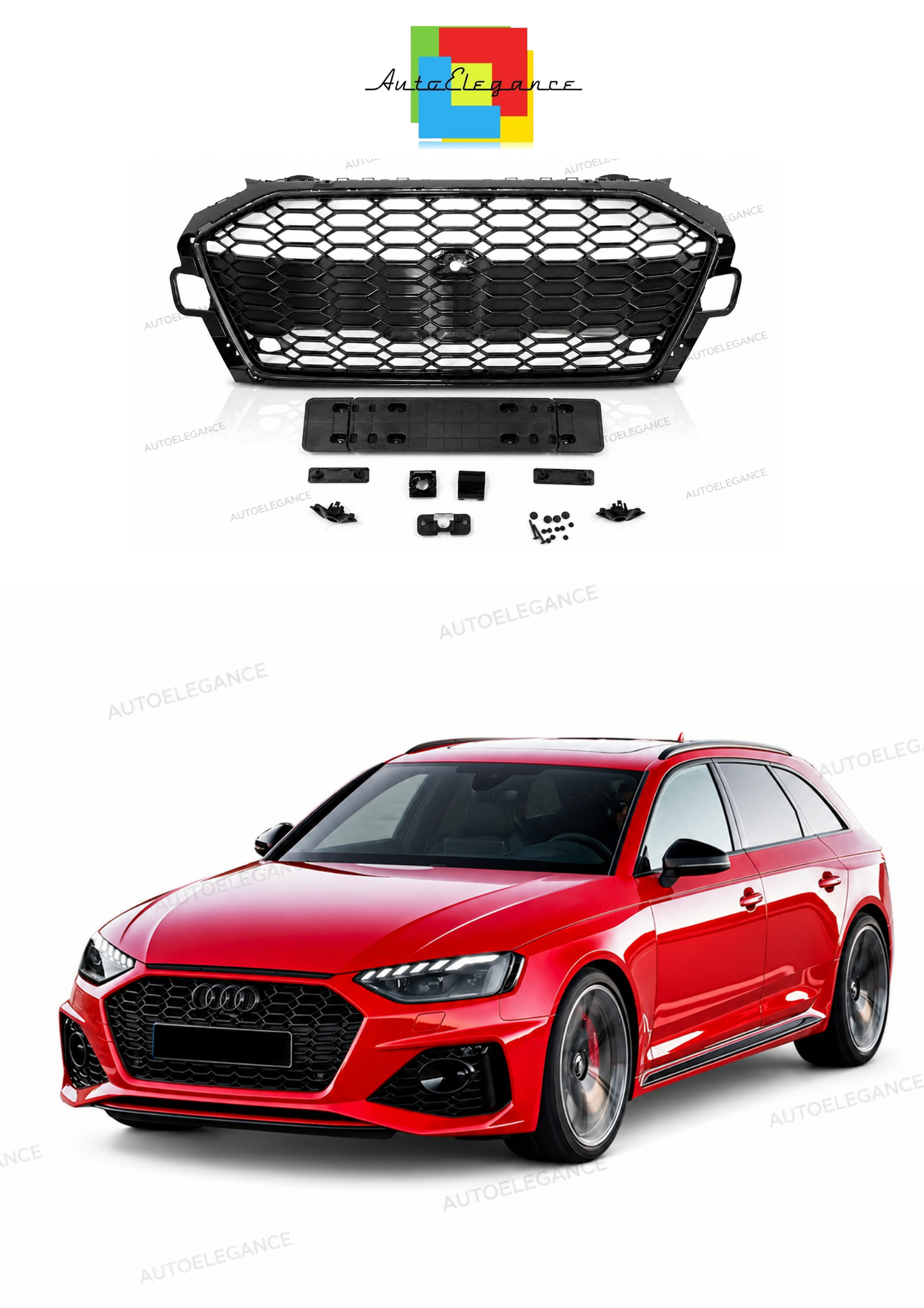 💫ART.10302 GRIGLIA SPORTIVA NERO LUCIDA PDC -AUDI A4 B9 20-24💫