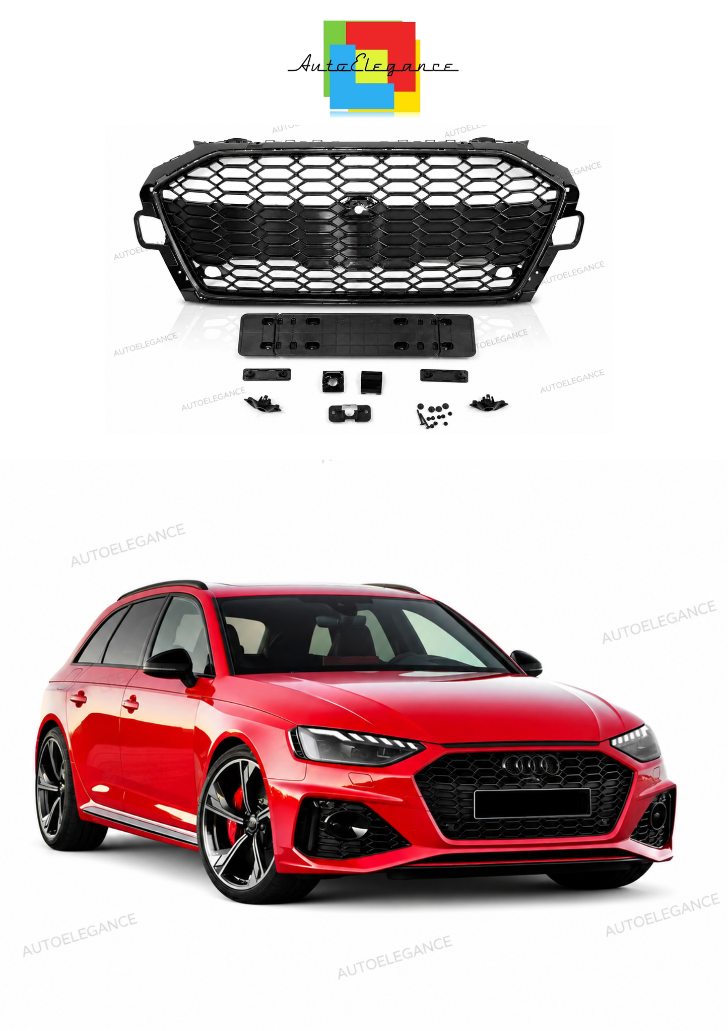 💫ART.10302 GRIGLIA SPORTIVA NERO LUCIDA PDC -AUDI A4 B9 20-24💫