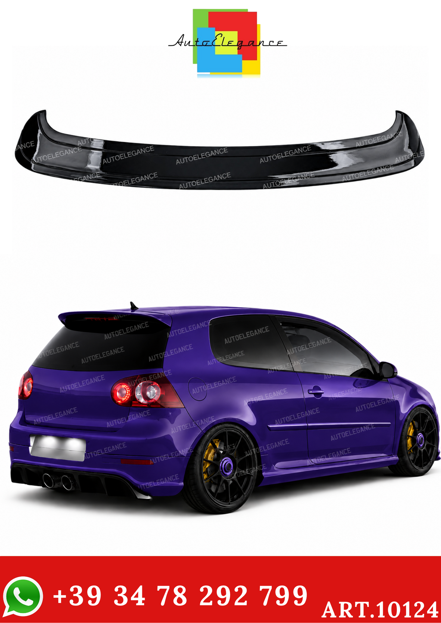 💫ART.10124 Spoiler sul Tetto Look Performance Nero Lucido per VW Golf 5 2003-2008💫