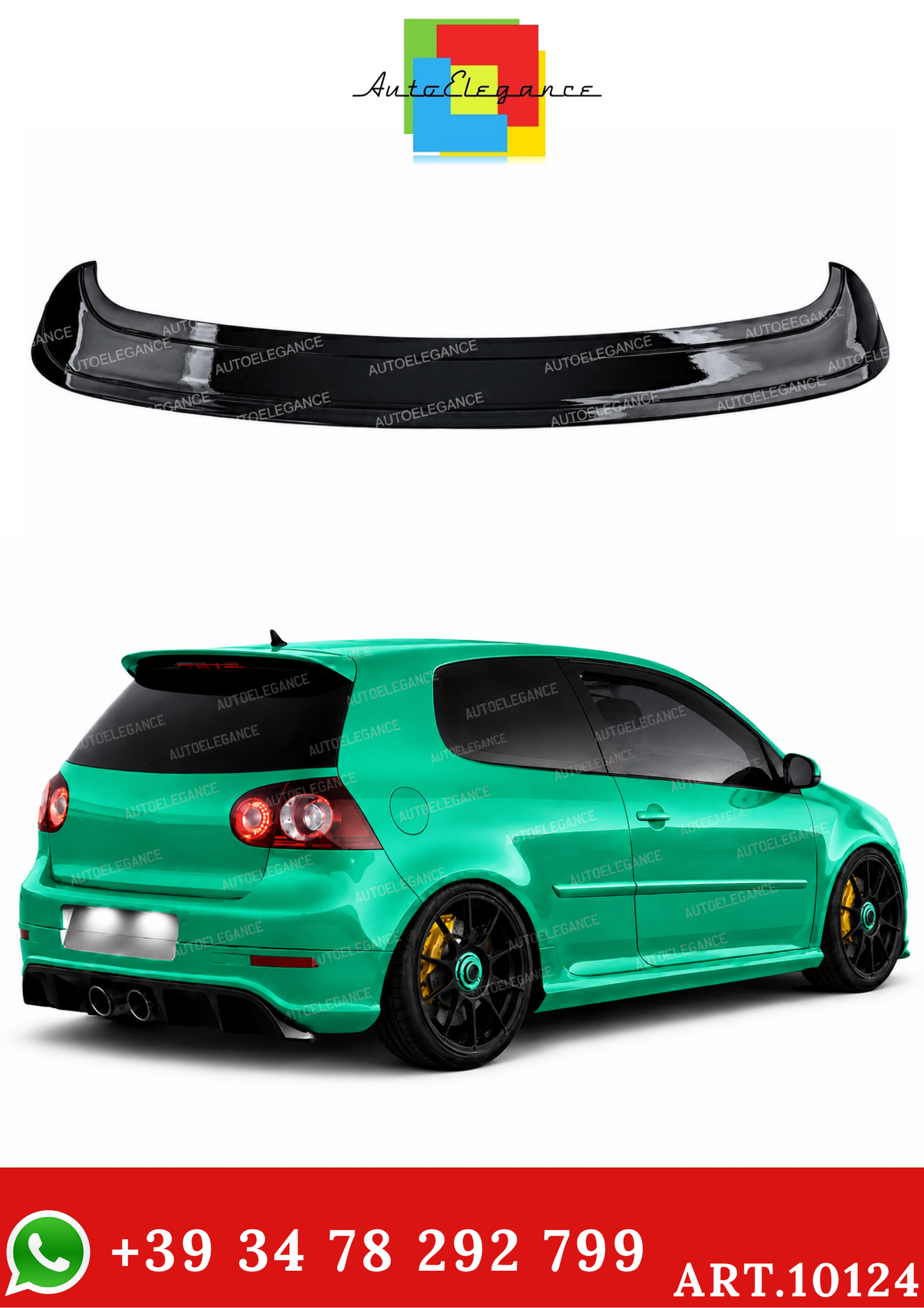 💫ART.10124 Spoiler sul Tetto Look Performance Nero Lucido per VW Golf 5 2003-2008💫