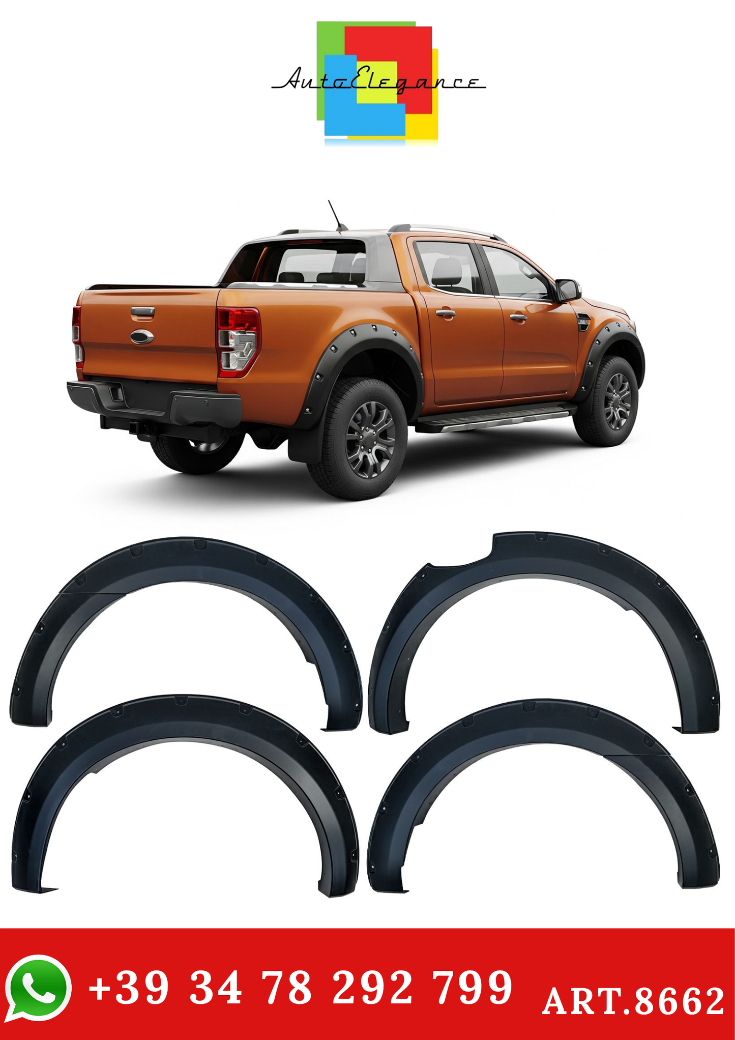 💫ART.8662 PARAFANGHI ALLARGATI PER FORD RANGER T7 T8 2015-2022💫