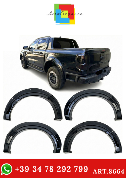 💫ART.8664 Parafanghi Allargati Nero Lucido Per FORD Ranger T9 2023+💫