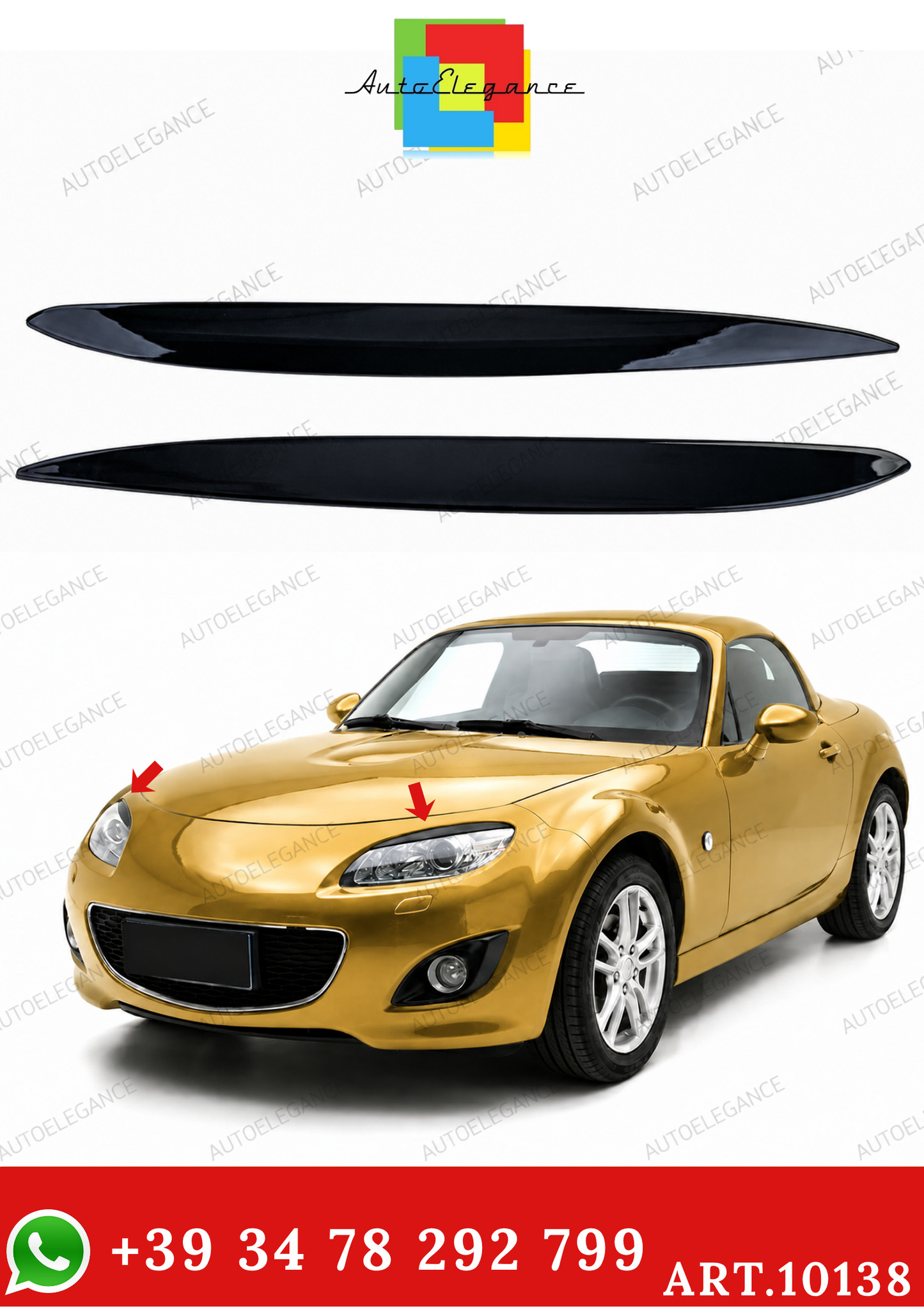 💫ART.10138 Cover Copri Fari “Evil Eye” Nero Lucido for Mazda MX-5 NC 08–15💫