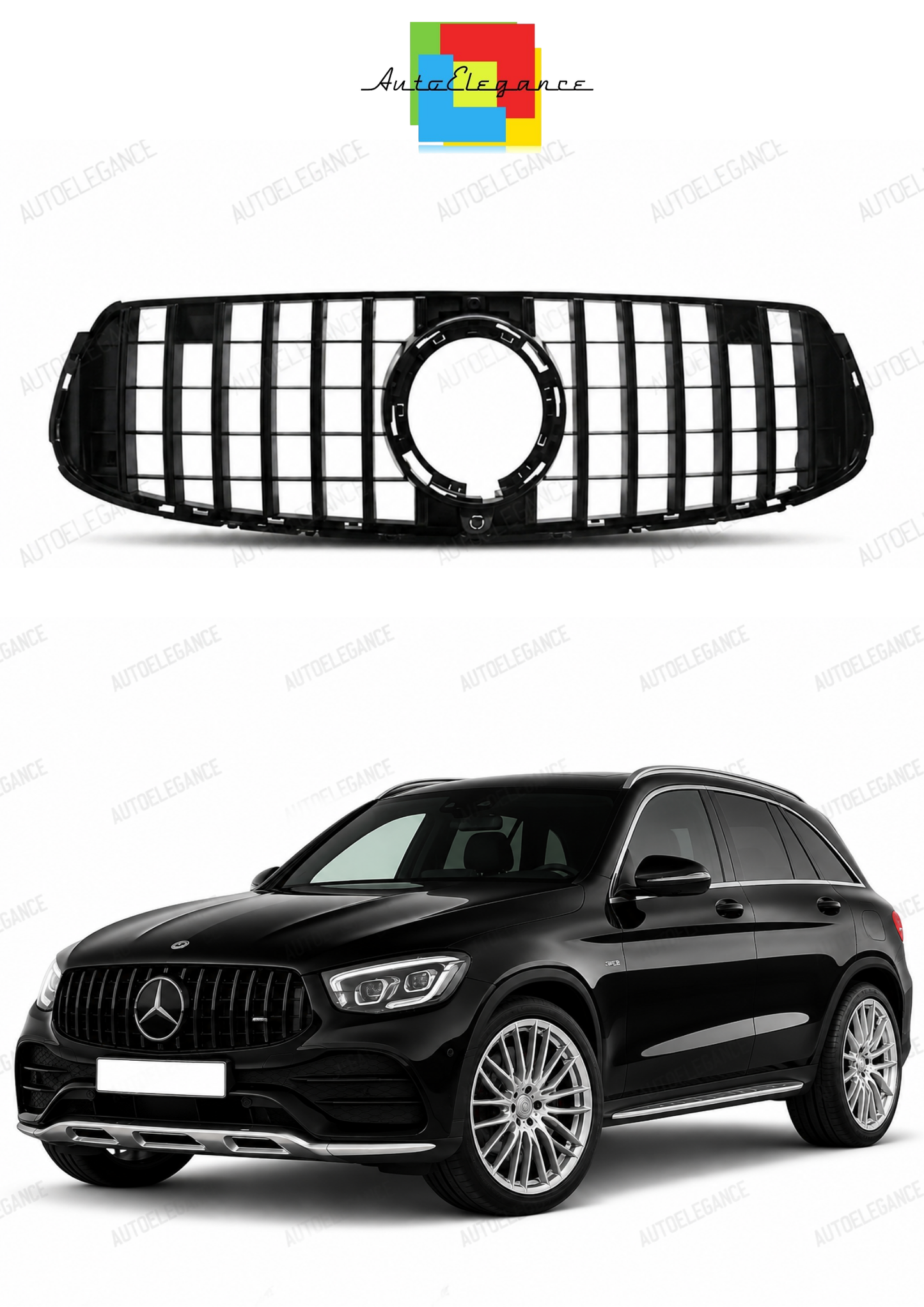 💫ART.10388 Griglia Stile GLC 63 per GLC X253 C253 20-23 Nero lucido Paraurti AMG Line💫