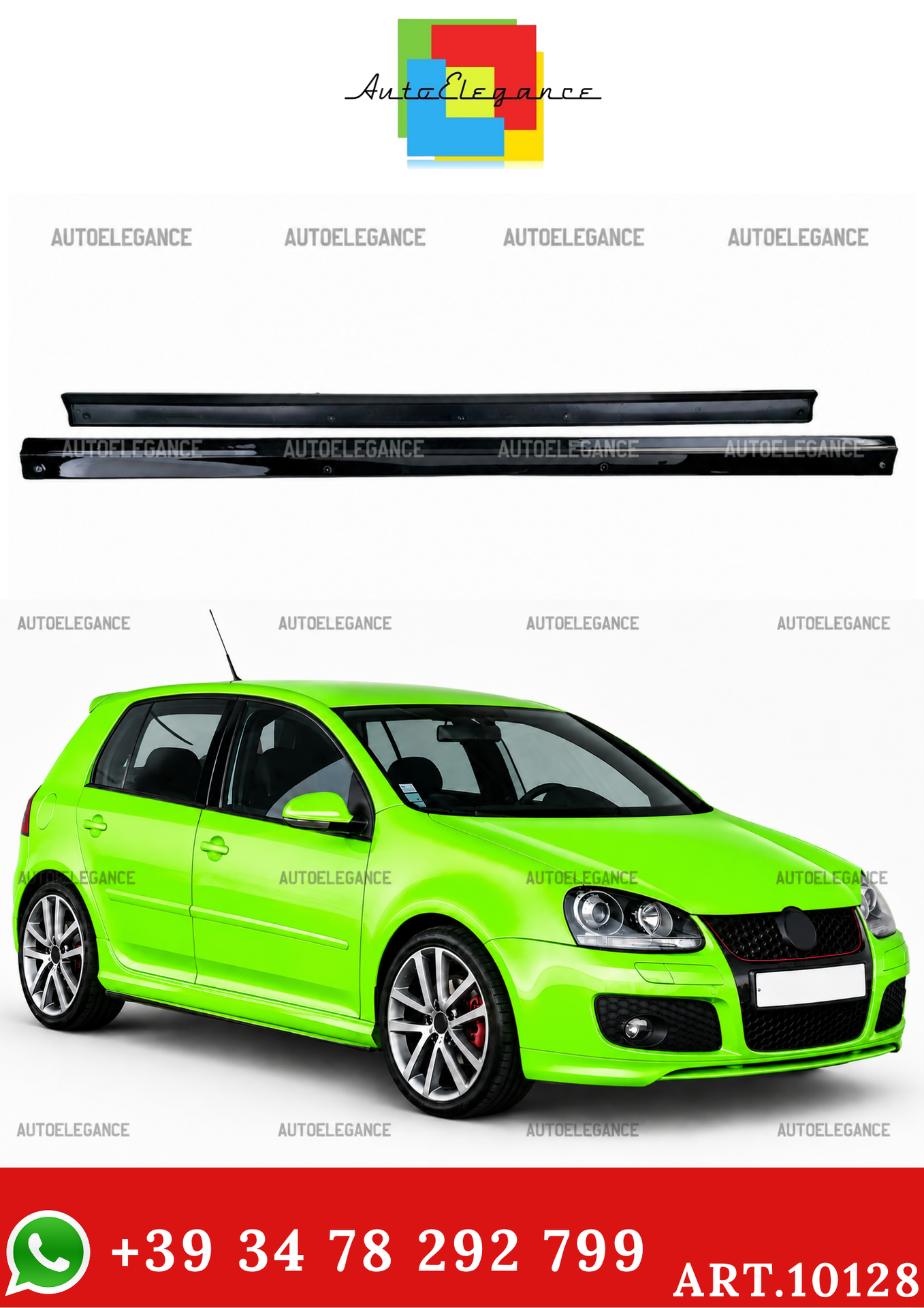 ART. 10128 Minigonne Laterali Nero Lucido per VW Golf 5 2003-2008