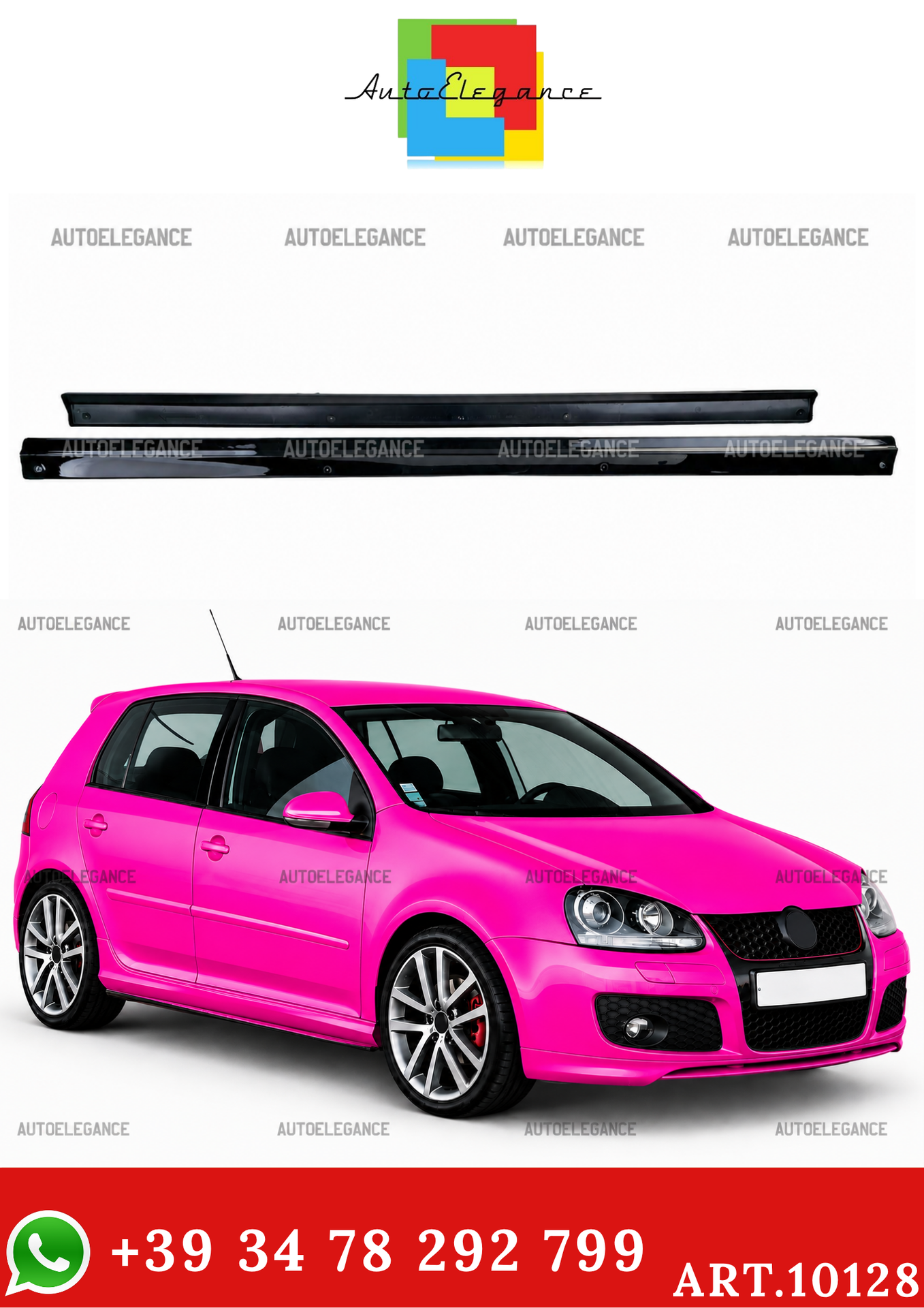 ART. 10128 Minigonne Laterali Nero Lucido per VW Golf 5 2003-2008