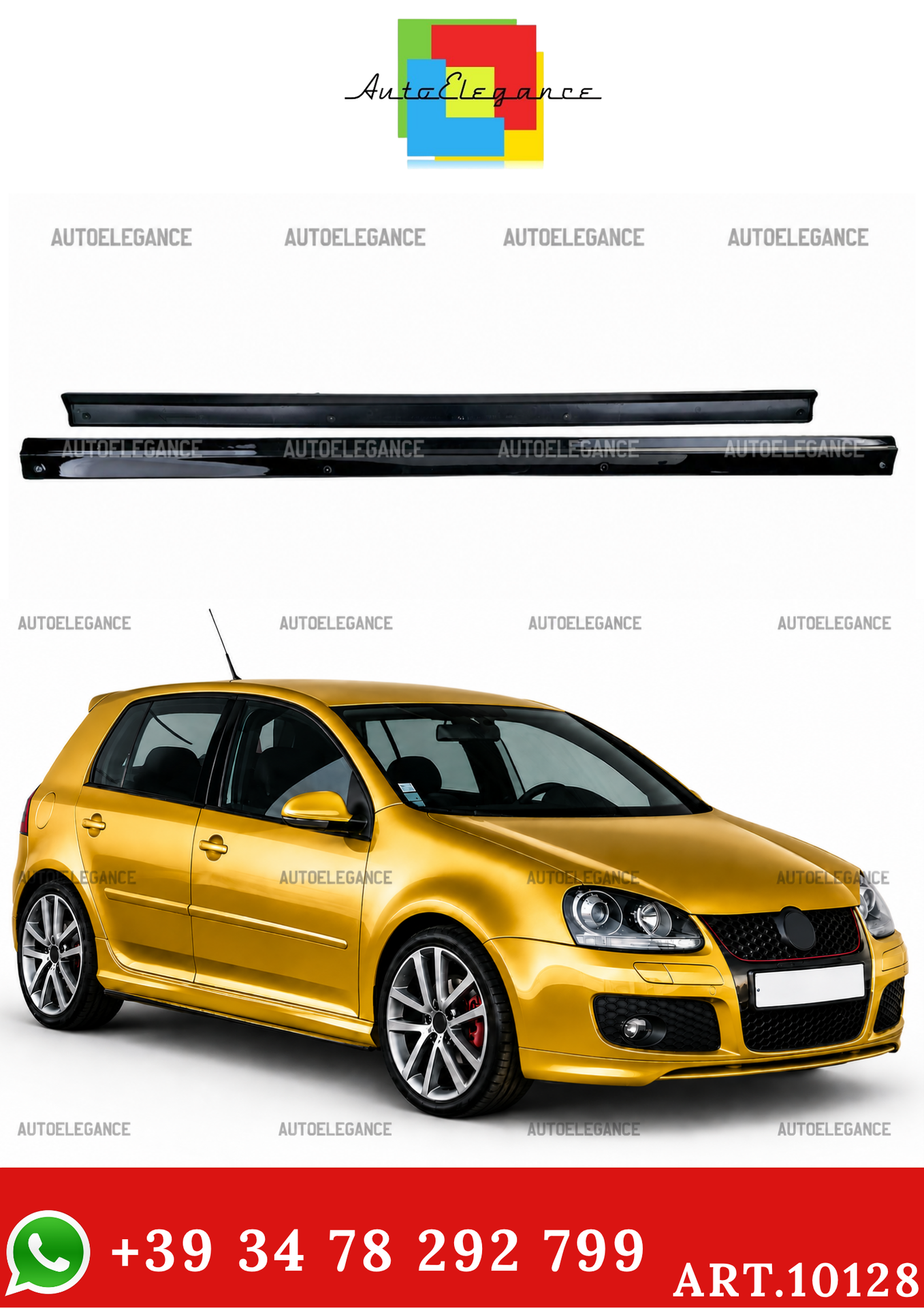 ART. 10128 Minigonne Laterali Nero Lucido per VW Golf 5 2003-2008