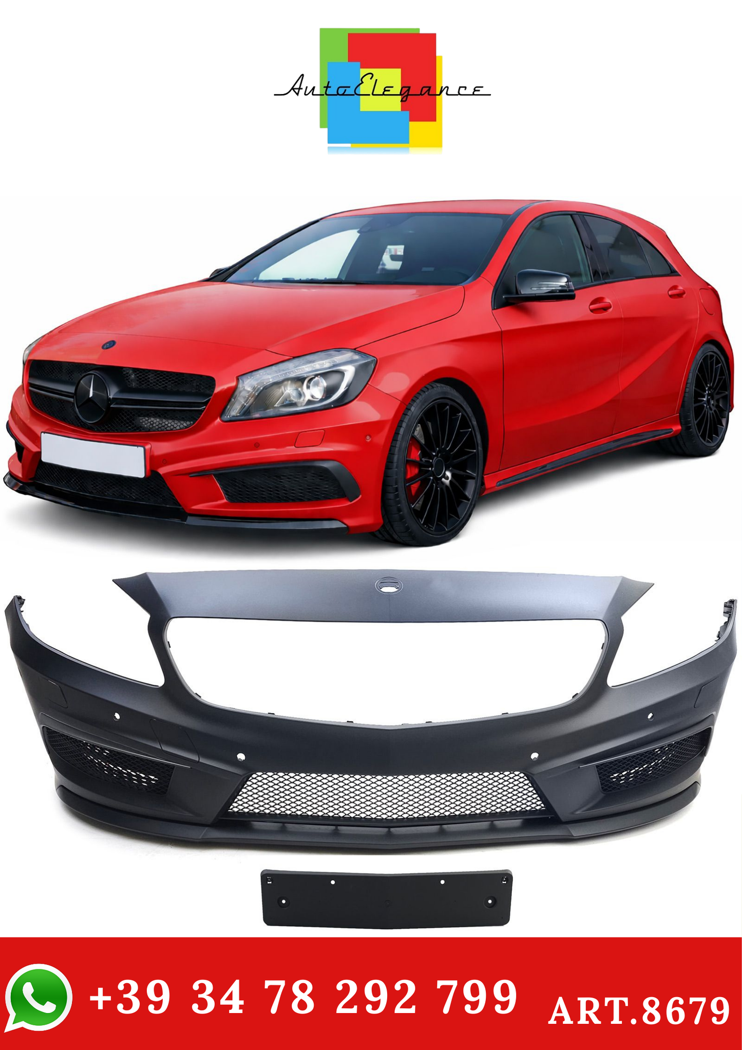 💫ART.8679 Paraurti Anteriore Sportivo per Mercedes Classe A (2012-2015)💫