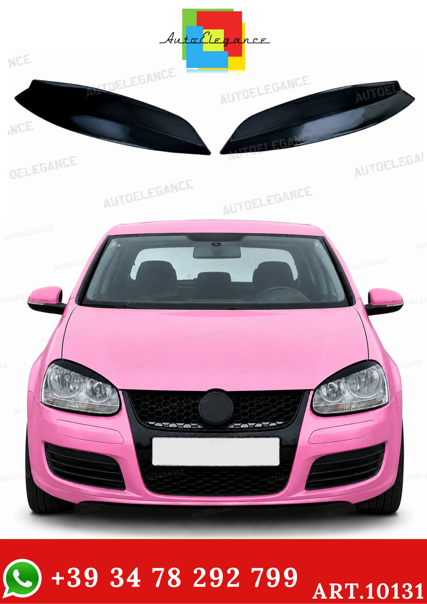 💫ART.10131 COVER COPRI FARI "EVIL EYE" NERO LUCIDO - VW Golf 5 2003–2008💫