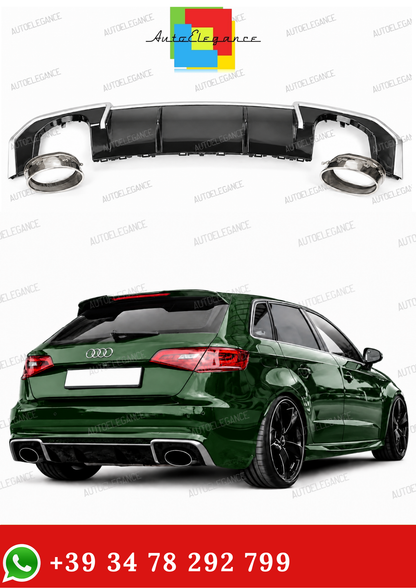 💫Diffusore Sotto Paraurti RS3 Nero Lucido per Audi A3 8V 2012-2016💫