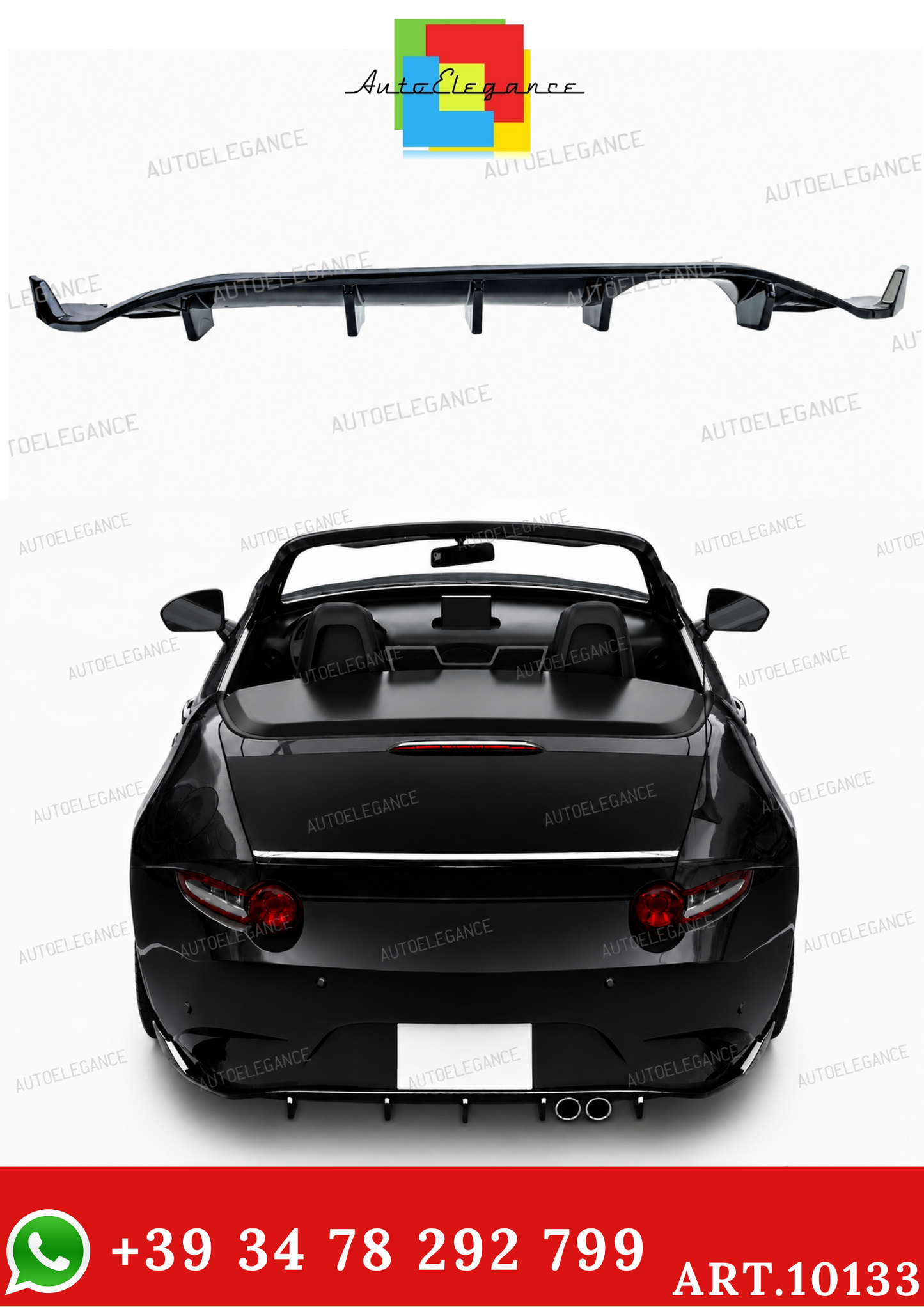 💫ART.10133 Diffusore Posteriore Sportivo Nero Lucido per Mazda MX-5 ND 2015💫