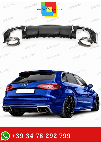 💫Diffusore Sotto Paraurti RS3 Nero Lucido per Audi A3 8V 2012-2016💫