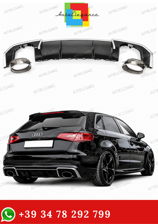 💫Diffusore Sotto Paraurti RS3 Nero Lucido per Audi A3 8V 2012-2016💫