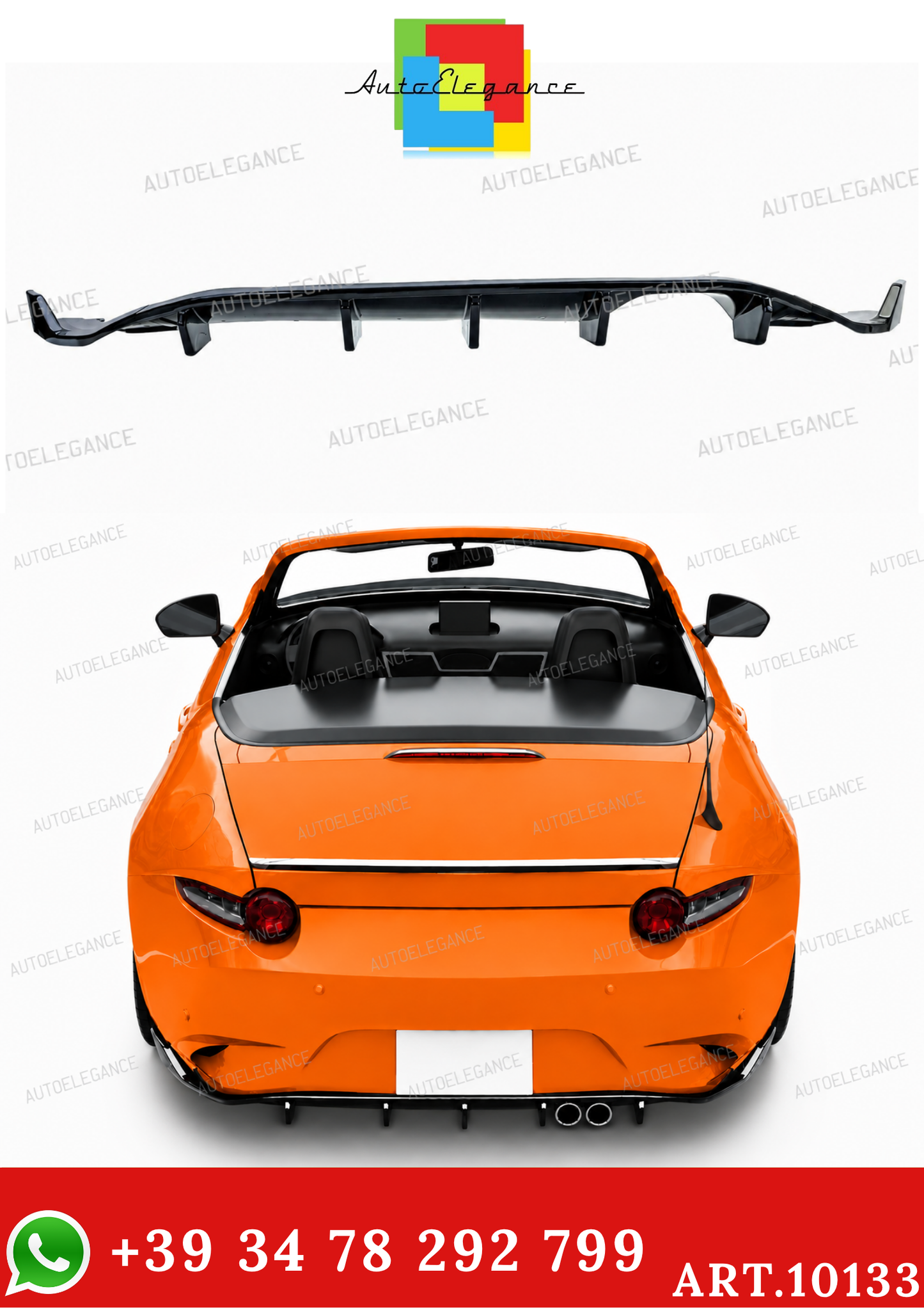 💫ART.10133 Diffusore Posteriore Sportivo Nero Lucido per Mazda MX-5 ND 2015💫