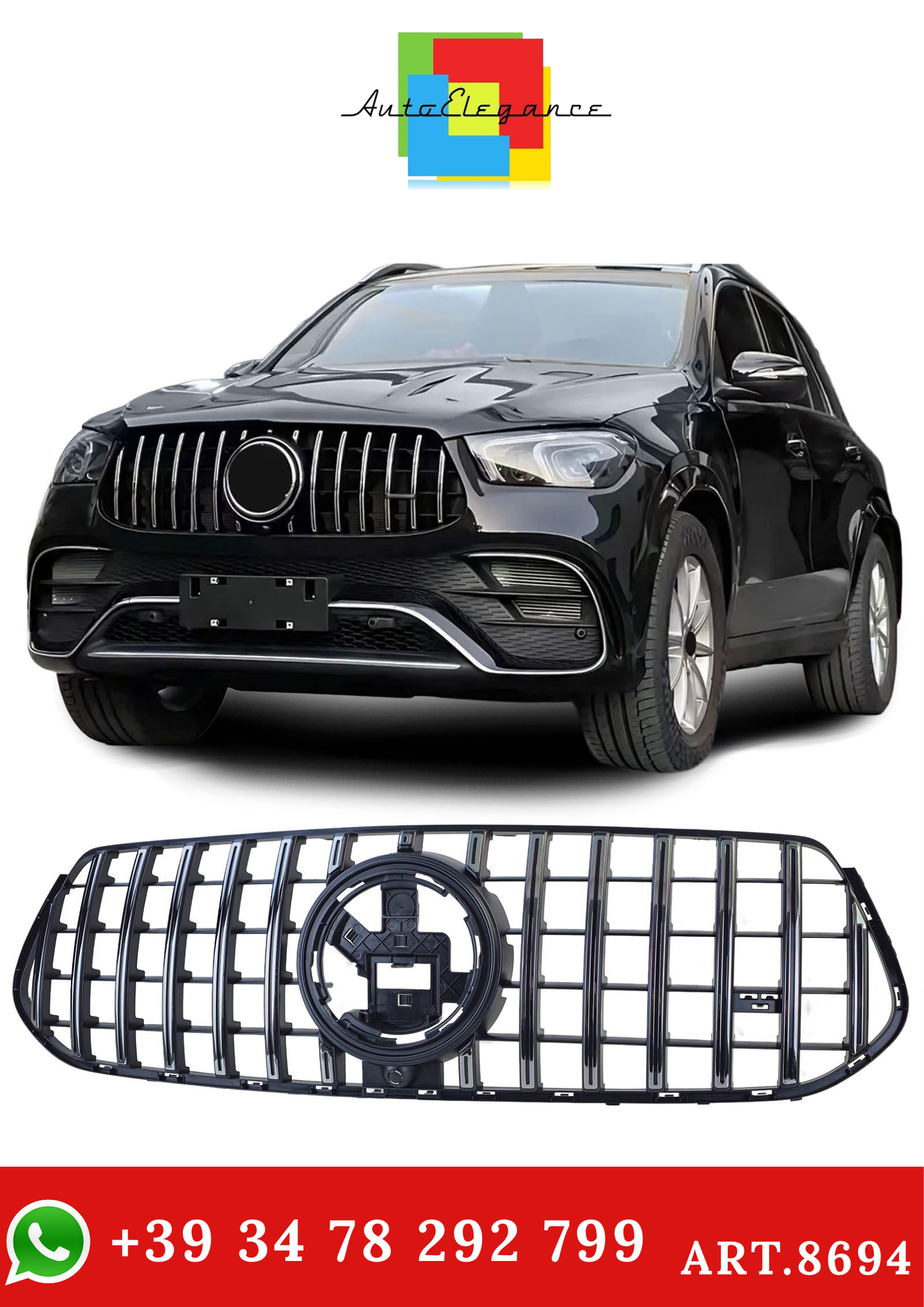 💫ART.8694 Griglia Sportiva Nera Cromata per Mercedes GLE V167 C167 18-23 AMG💫