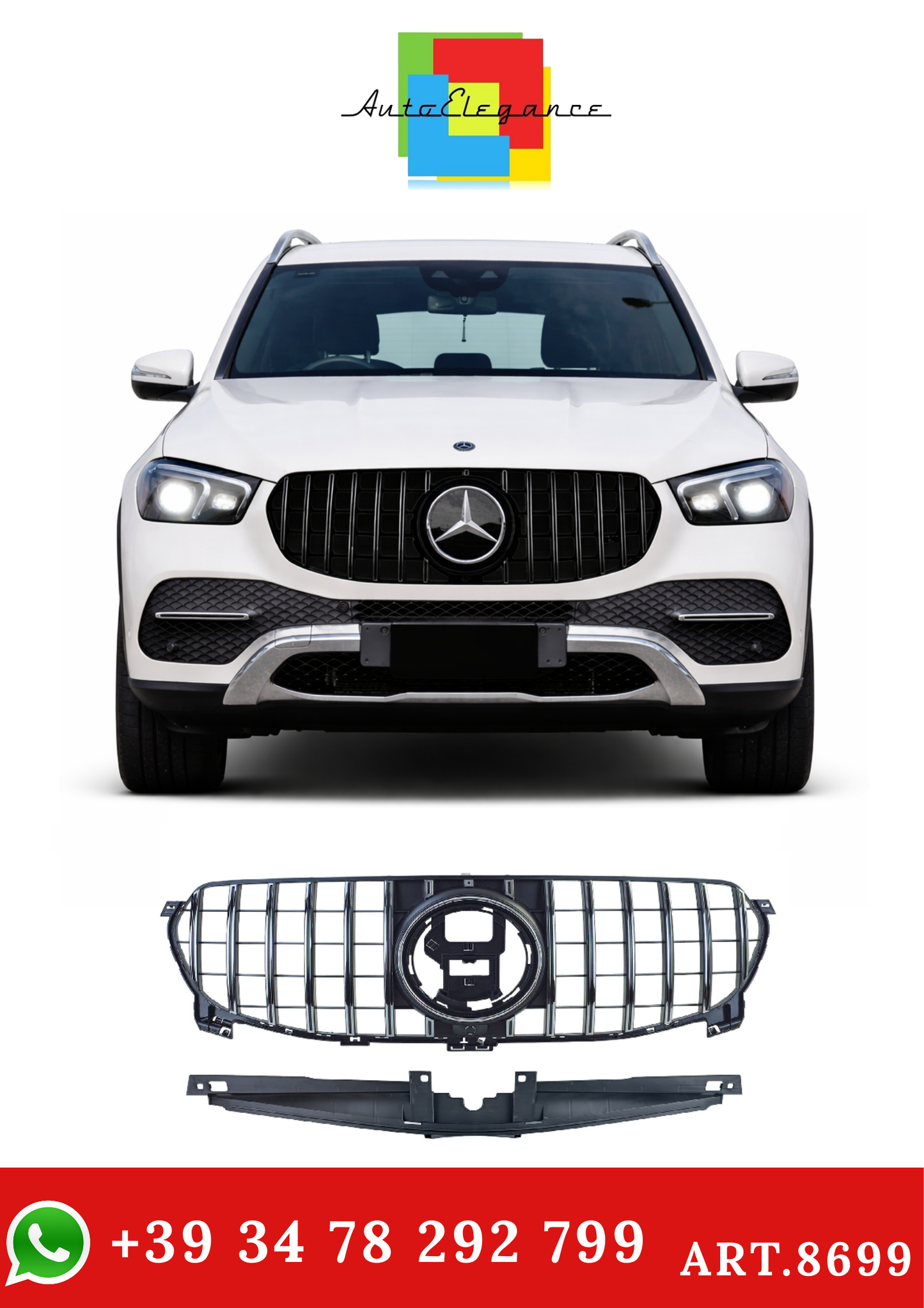 💫ART.8699 Griglia Nera Cromata per GLE V167 Coupé C167 18-23 senza AMG💫