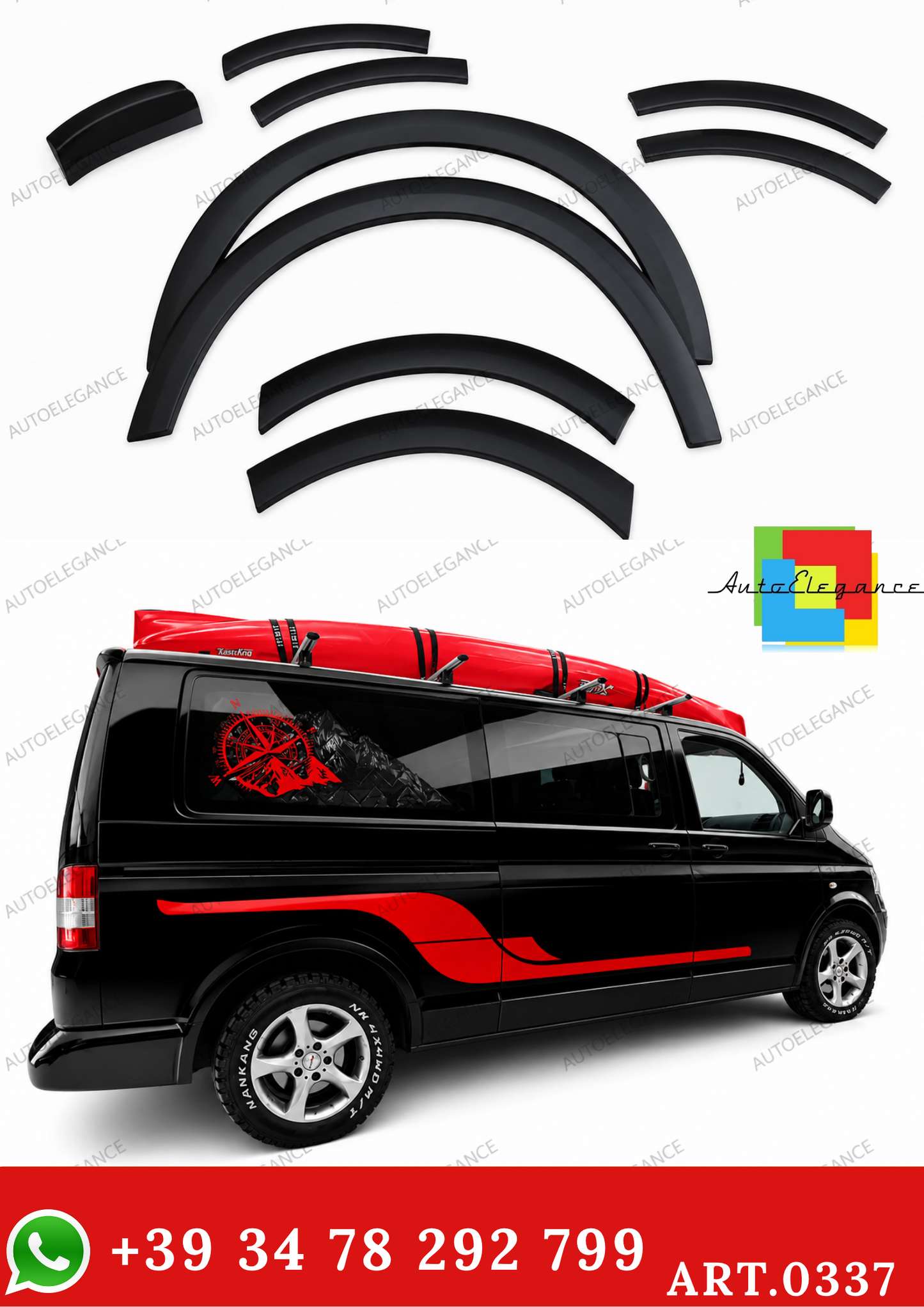 🔥0337 PARAFANGHI ADATTI PER VW TRANSPORTER T5 T5.1 2003-2015 NERO OPACO 🔥