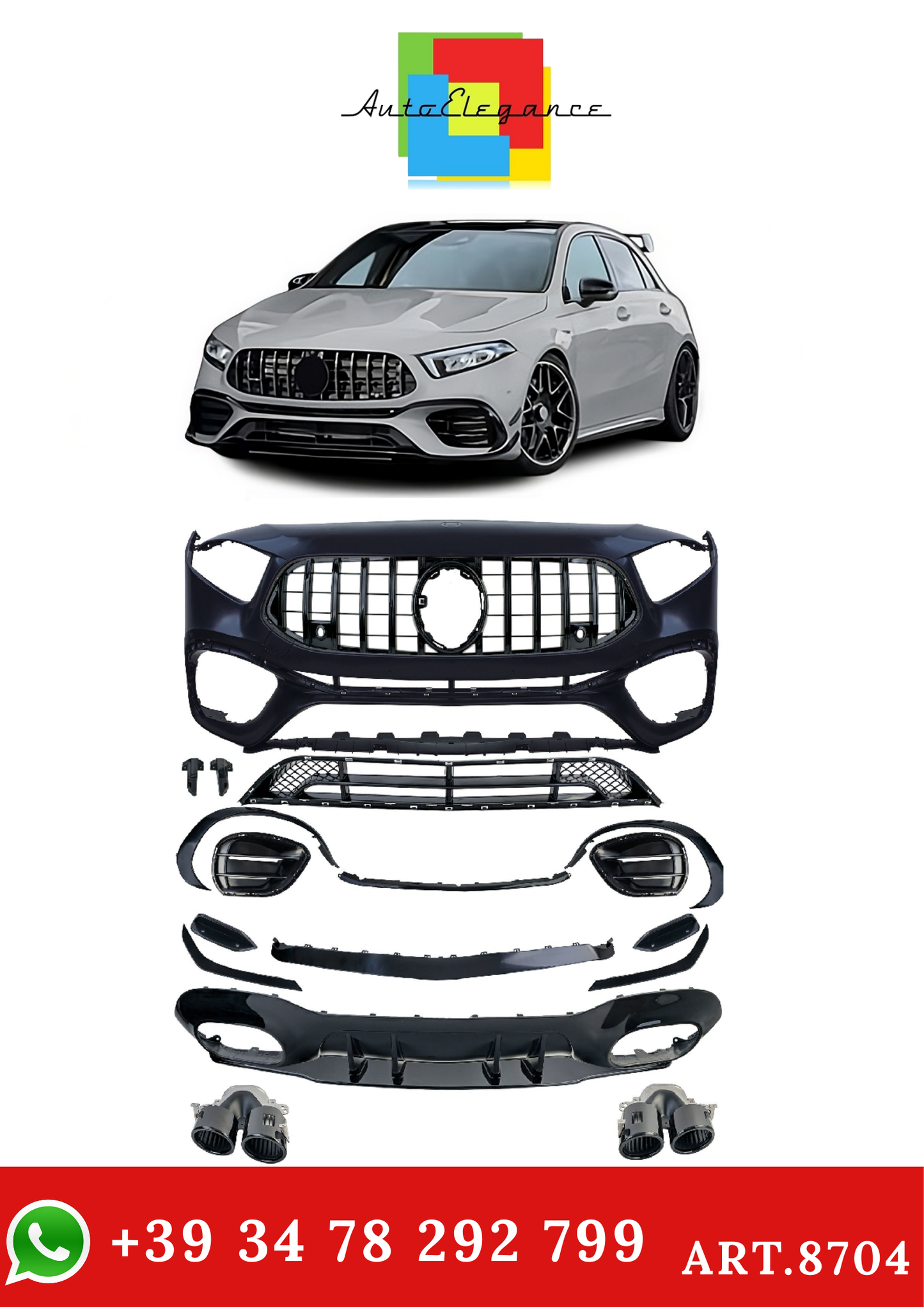 💫ART.8704 Bodykit Sportivo adatto per Mercedes Classe A W177 2018-2022💫