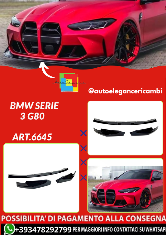 ART.6645 SPLITTER  BMW SERIE 3 G80 Look M Performance Nero Lucido