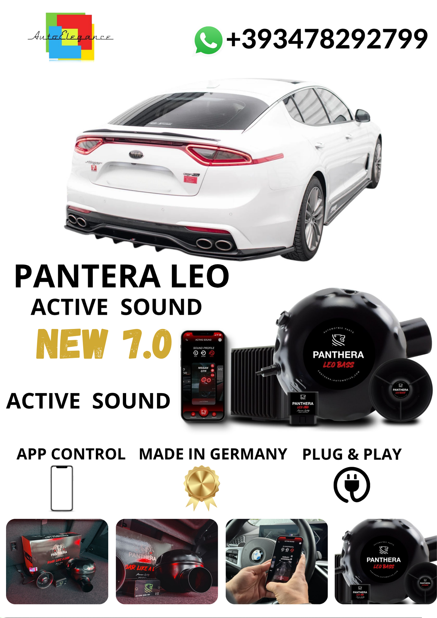 💕Sound Booster Panthera Kia Stinger GT / GT-Line Scarico Sportivo Elettronico💕