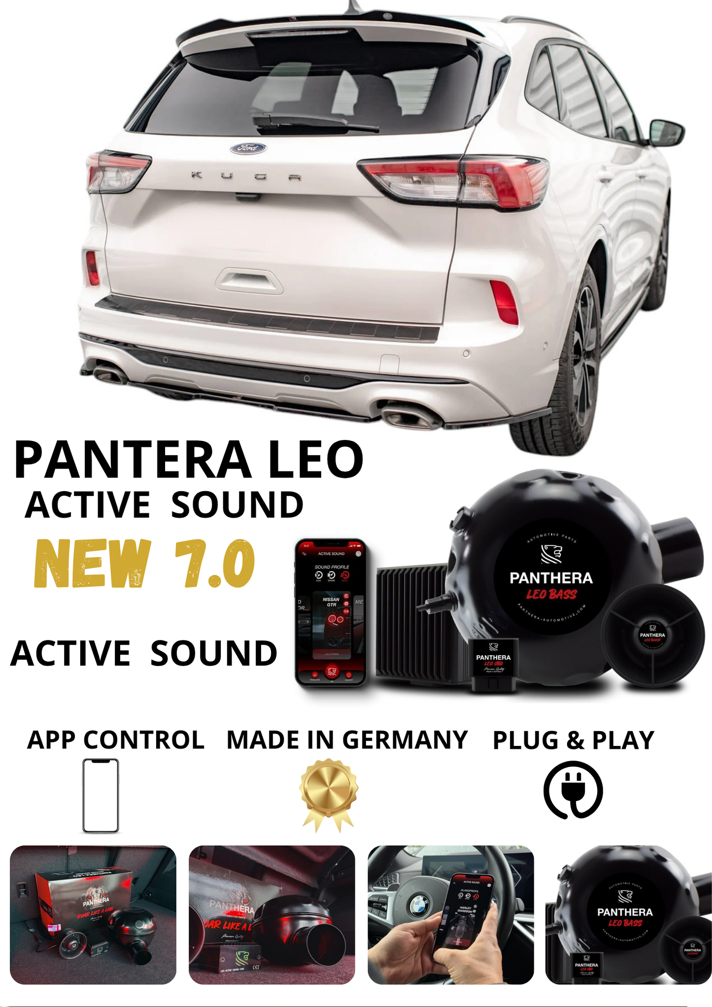 💕 Sound Booster Adatto per  Ford Kuga ST Mk1 19-24 Active Exhaust Sportivo 💕