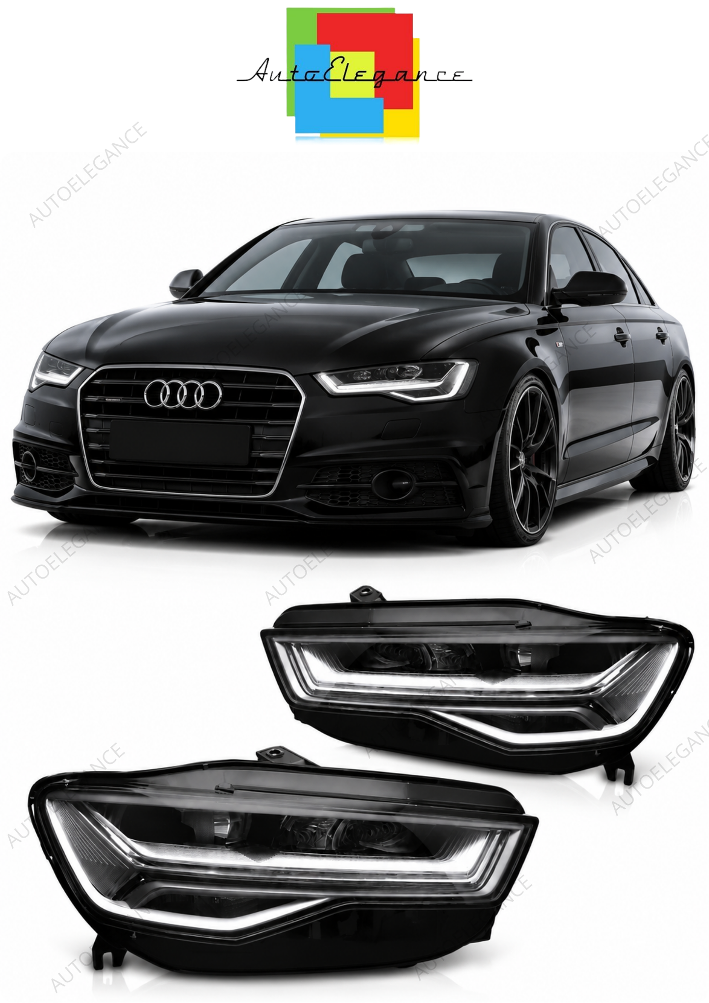 💕 Fari Anteriori Adatto per Audi A6 C7 2014-2018 Full LED DRL 💕