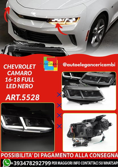 ART.5528  FARI ANTERIORI  CHEVROLET CAMARO 16-18 FULL LED NERO