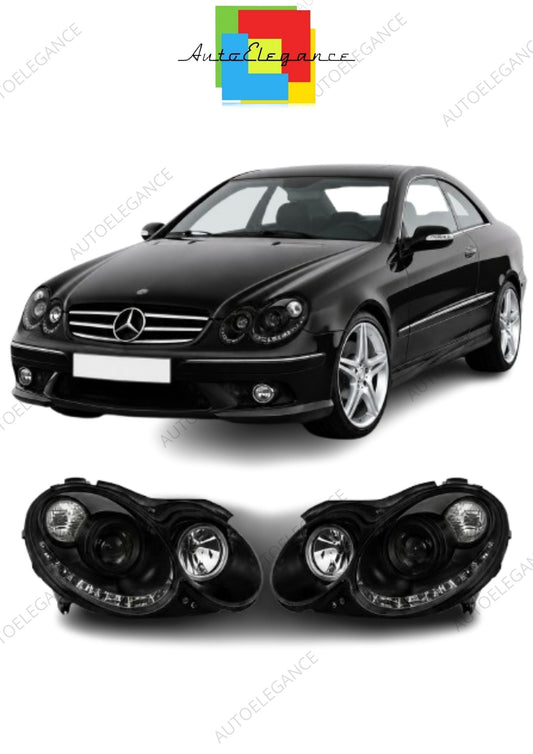 💕 Fari Anteriori Adatto per MERCEDES CLK W209 03-10 Daylight Neri 💕