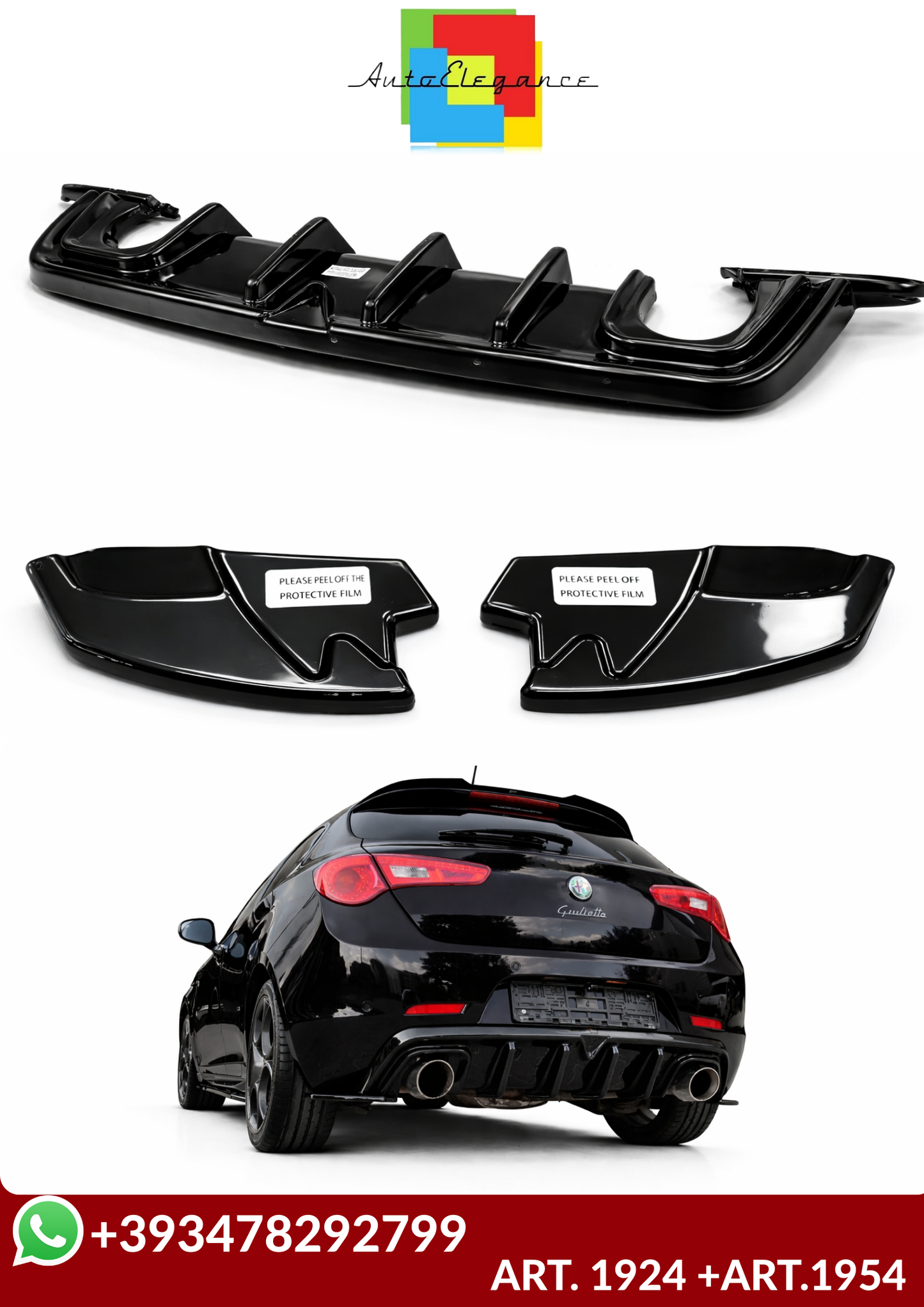 💕ART. 1924 +ART.1954 DIFFUSORE+ FLAPS ALFA ROEMO GIULIETTA NERO LUCIDO💕