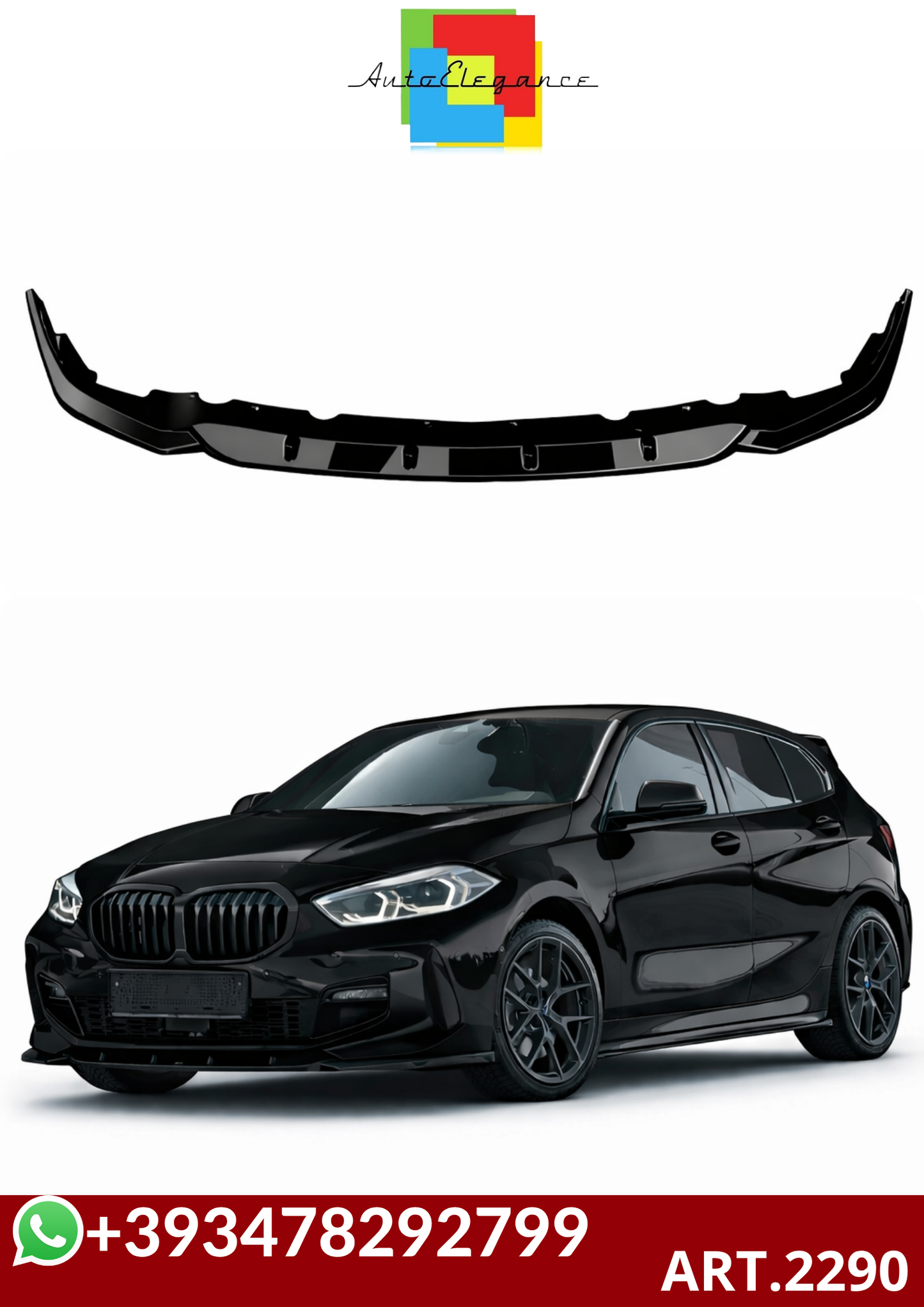 💕ART.2290 SPLITTER BMW SERIE 1 F40 M-Pack/M135i 2019+ NERO LUCIDO💕