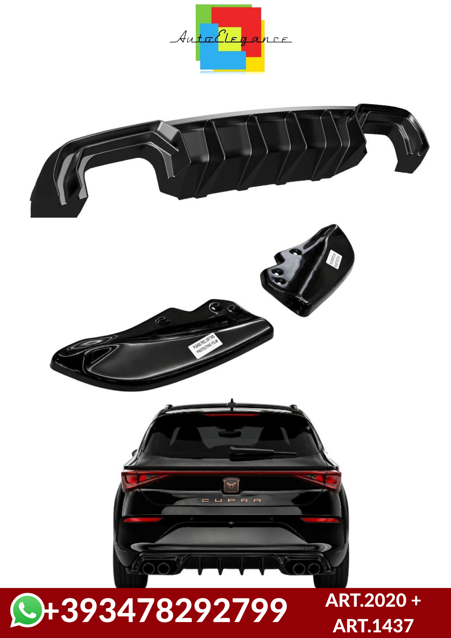 💕ART.2020 + ART.1437 FLAPS  +DIFFUSORI  CUPRA  FOMENTOR 2020+NERO  LUCIDO💕