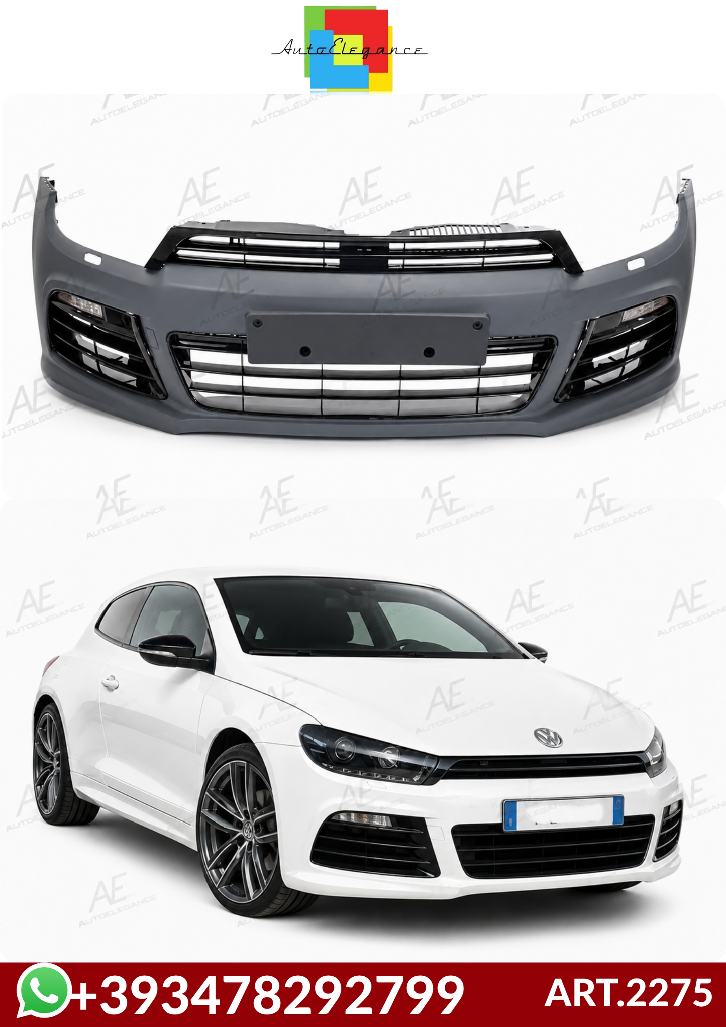 💕ART.2275  PARAURTI ANTERIORE R LOOK VW SCIROCCO III 2008-2014 💕
