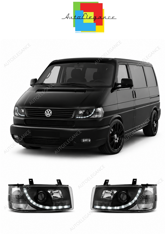 💕 Fari Anteriori Adatto per VW T4 Transporter 1990-2003 Daylight LED Neri 💕