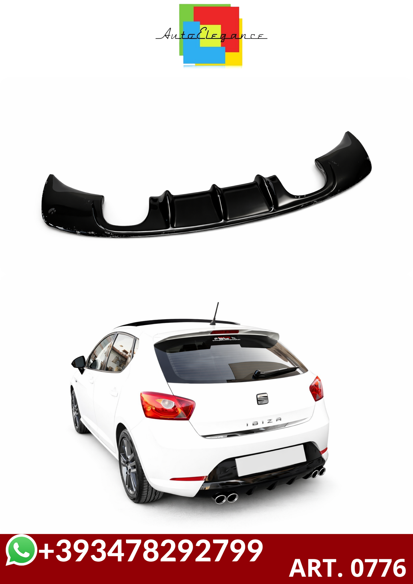 💕ART. 0776 DIFFUSORE SEAT IBIZA 6J 2008-2017 FR NERO LUCIDO 2+2💕