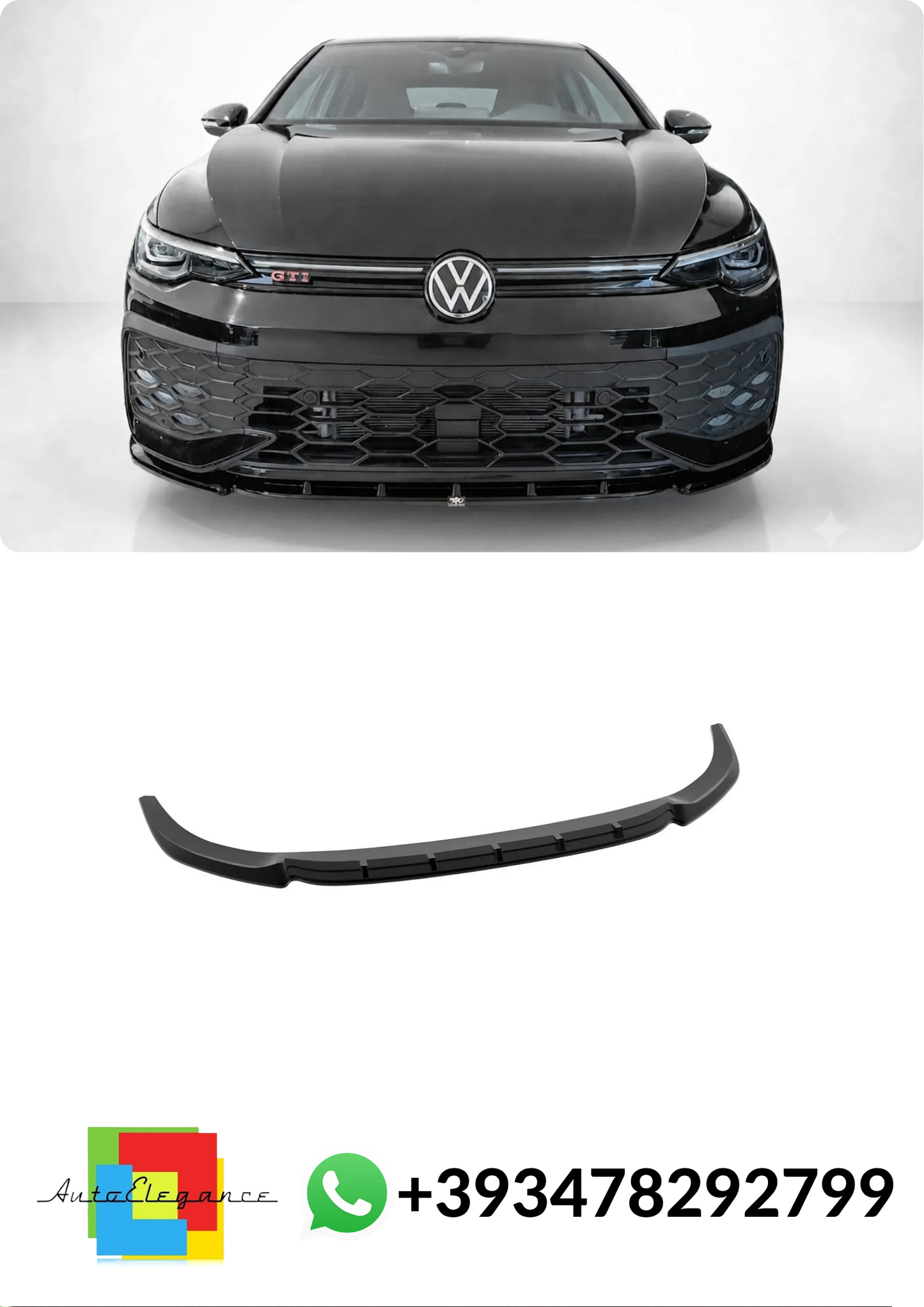 💕SPLITTER ANTERIORE V.1 Volkswagen Golf Mk8 Facelift GTI/GTE/R  NERO LUCIDO💕