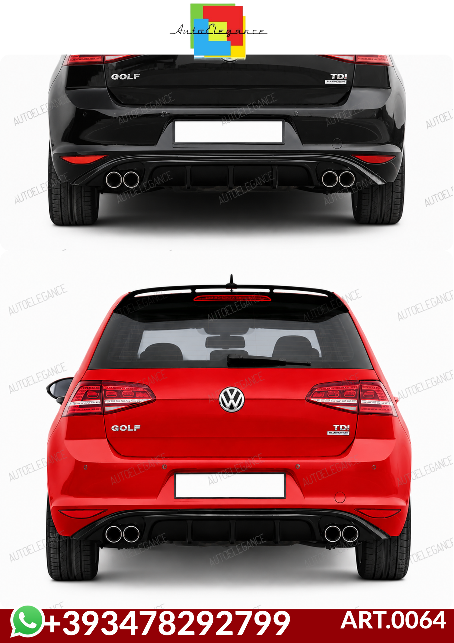 💕ART.0064 DIFFUSORE GOLF 7 STANDARD GTD  NERO LUCIDO💕