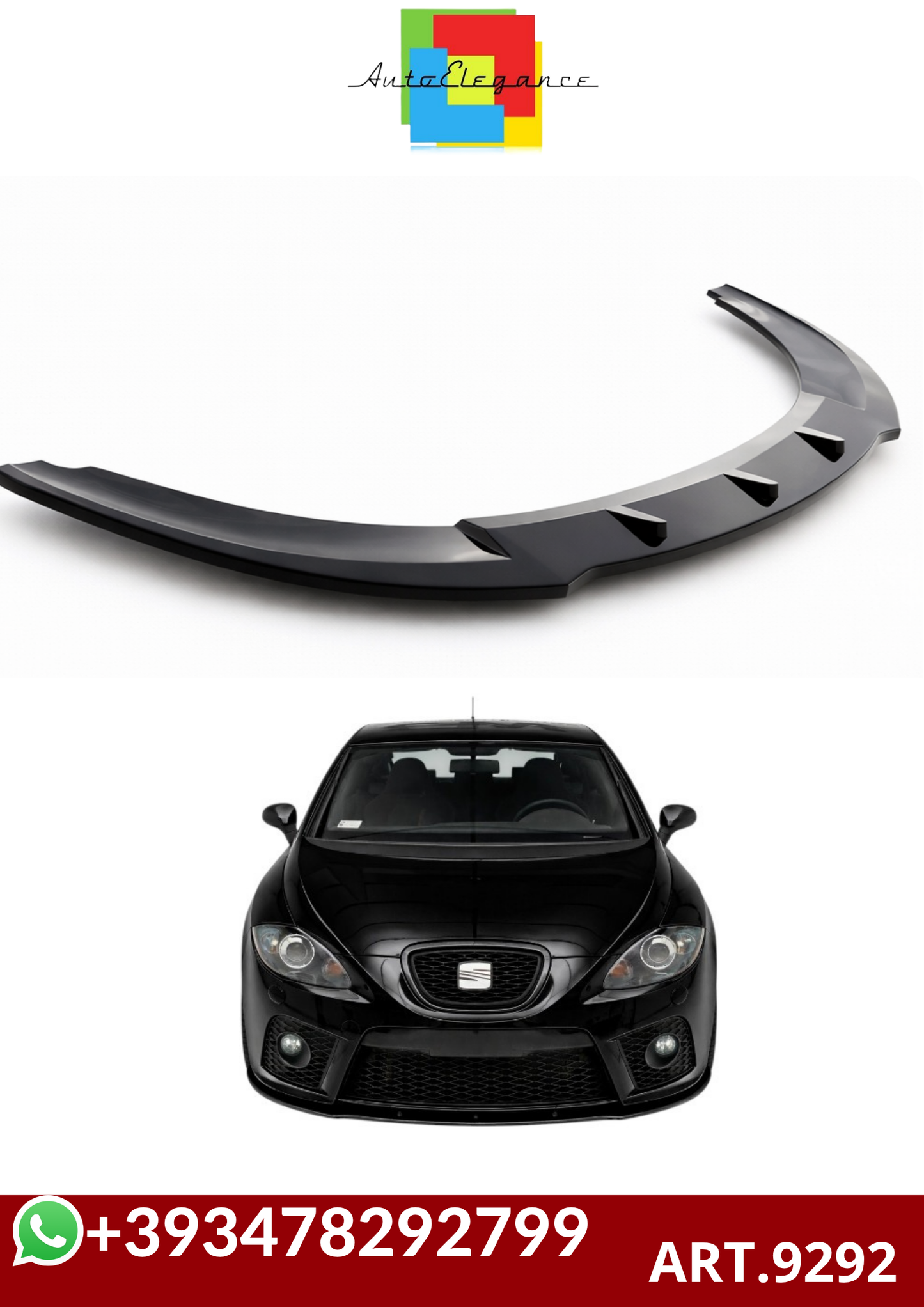 💕ART.9292 Splitter Seat Leon Mk2 2005+ FR nero lucido 💕
