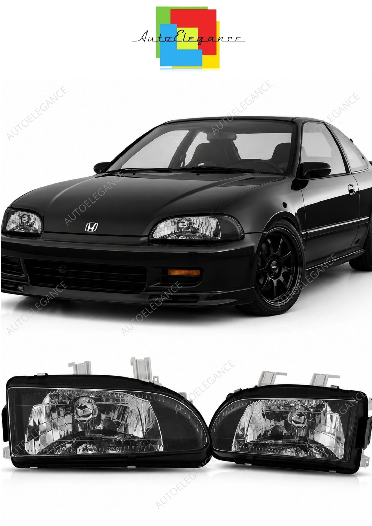 💕 Fari Anteriori Adatto per Honda Civic 2D 3D 91-95 H4 Neri 💕