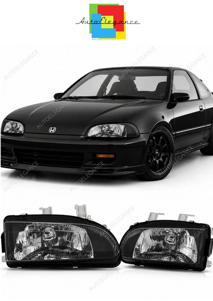 💕 Fari Anteriori Adatto per Honda Civic 2D 3D 91-95 H4 Neri 💕